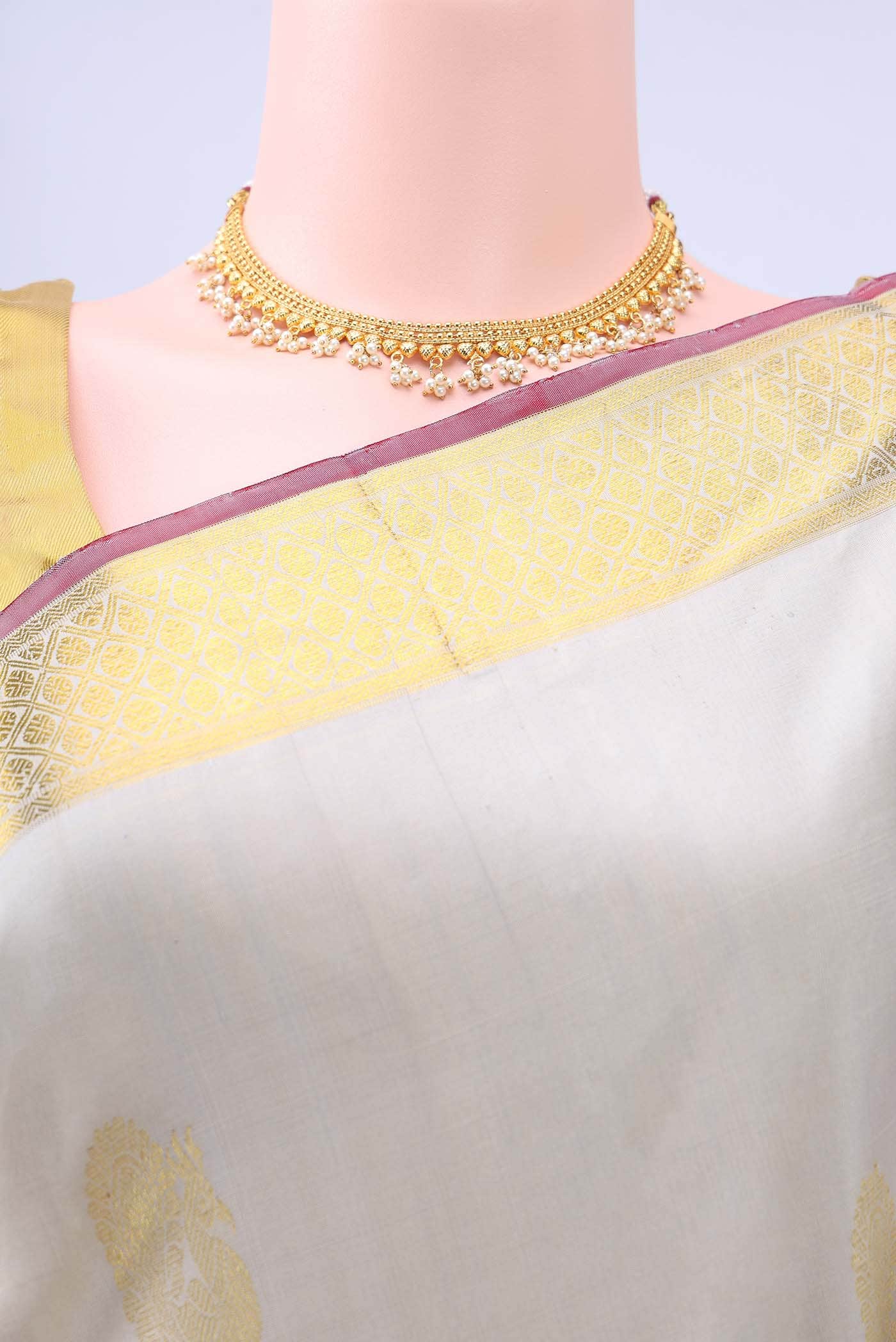 Davys Grey Kanchipuram Silk Saree