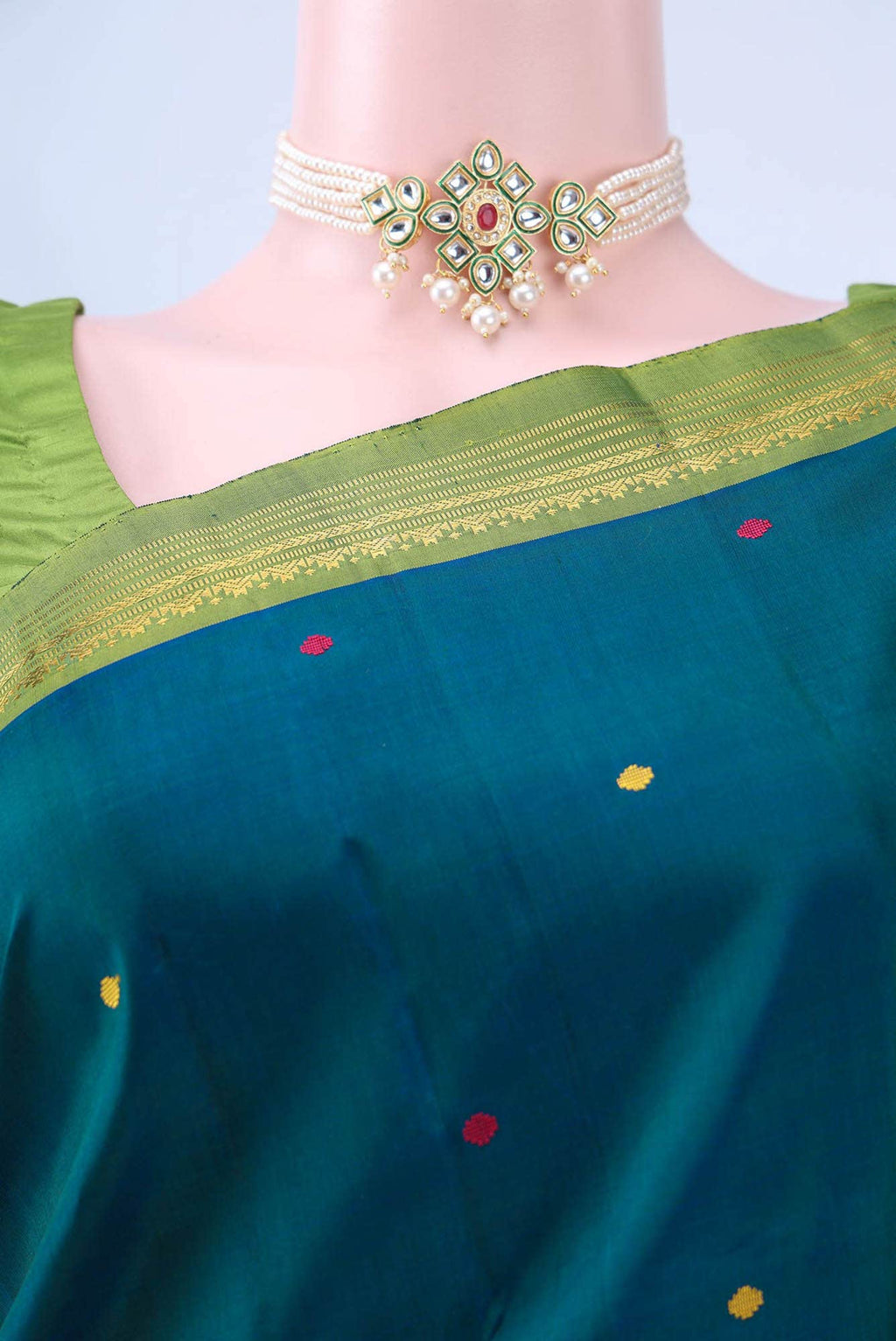 Peacock Blue Kanchipuram Silk Saree