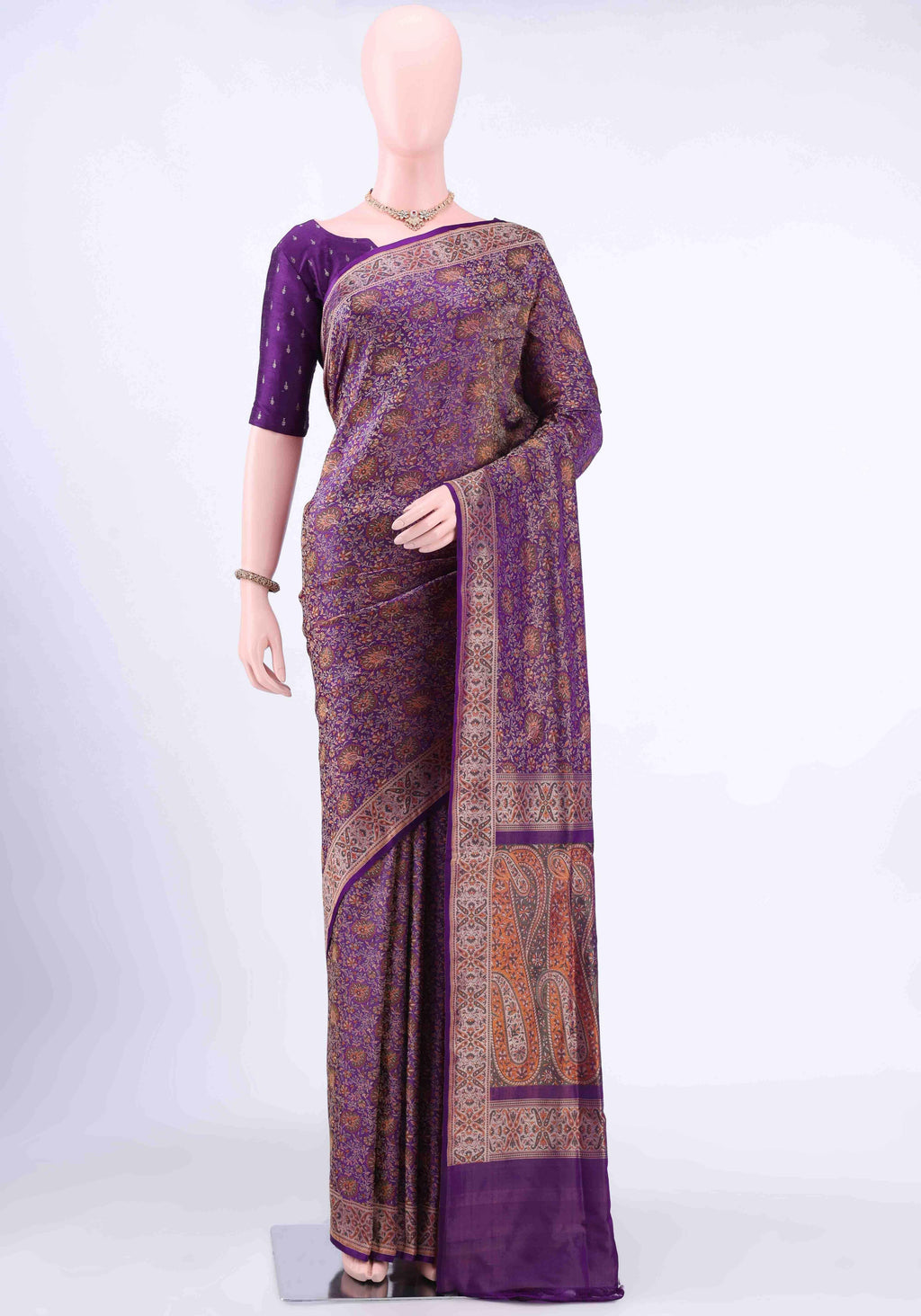 Peacock Blue Kanchipuram Silk Saree