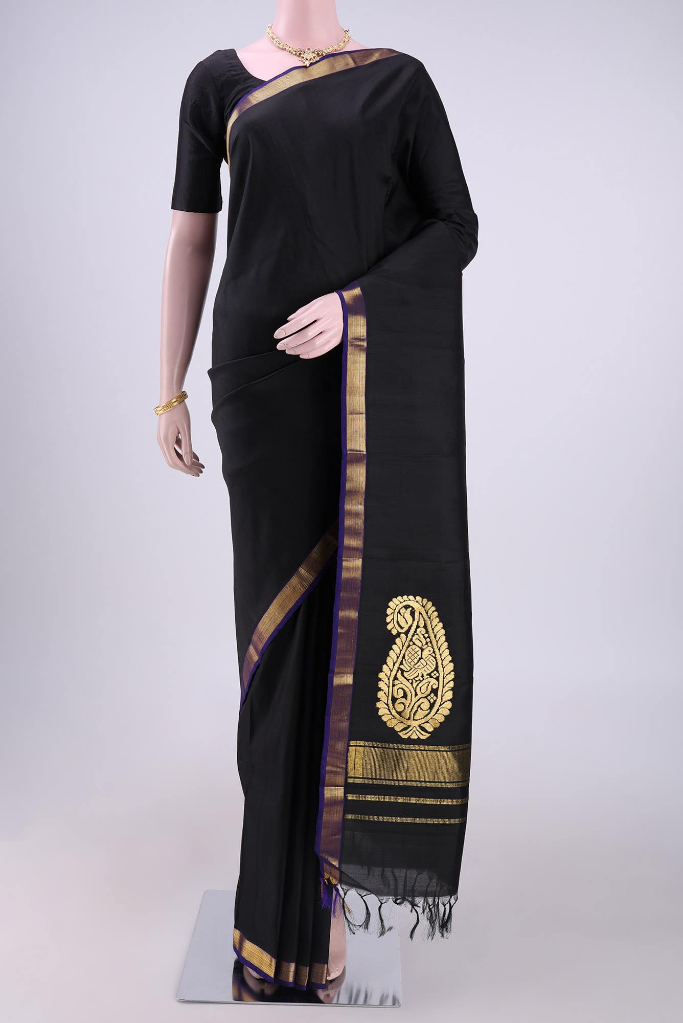 Black Kanchipuram Silk Saree