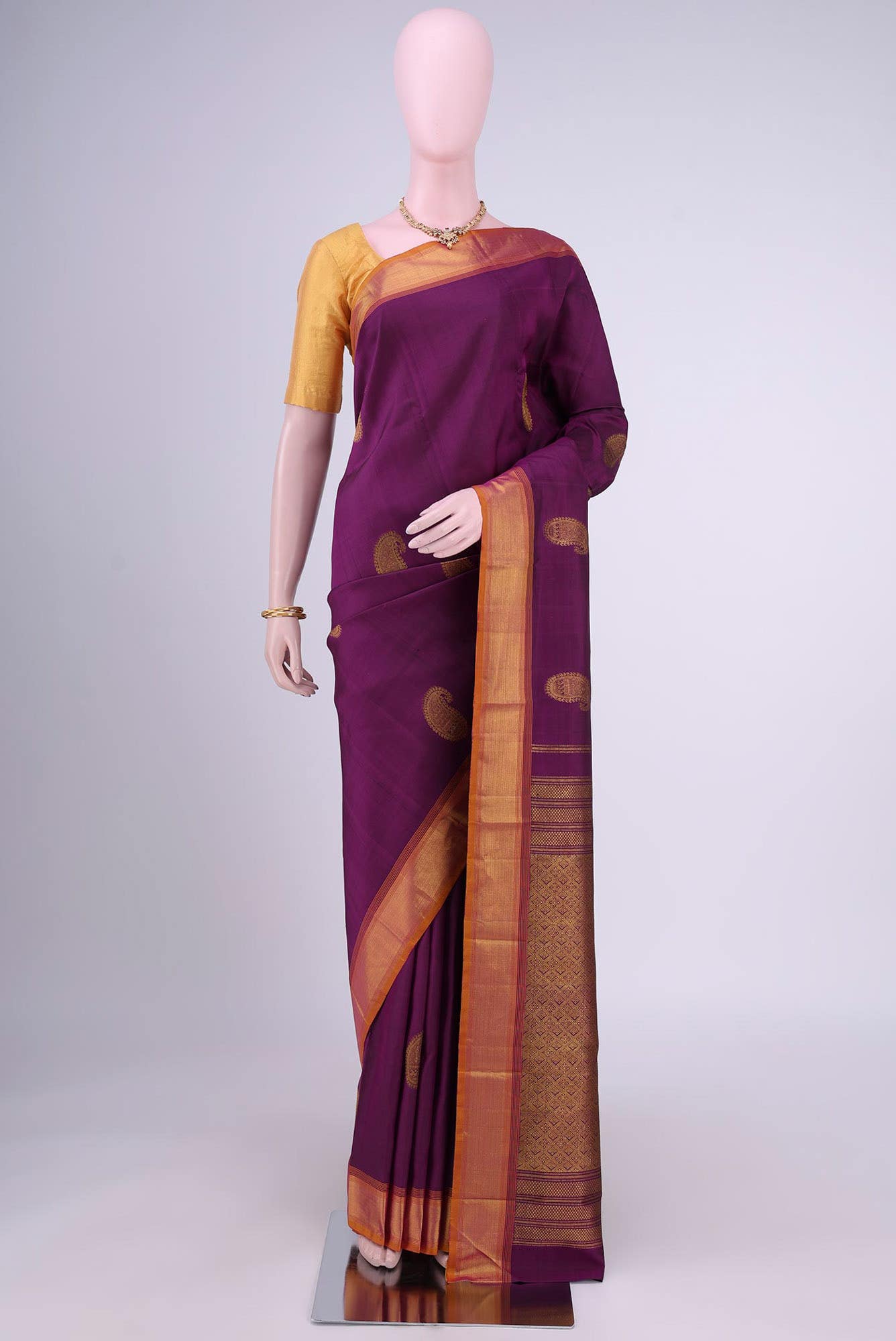 Burgundy Kanchipuram Saree