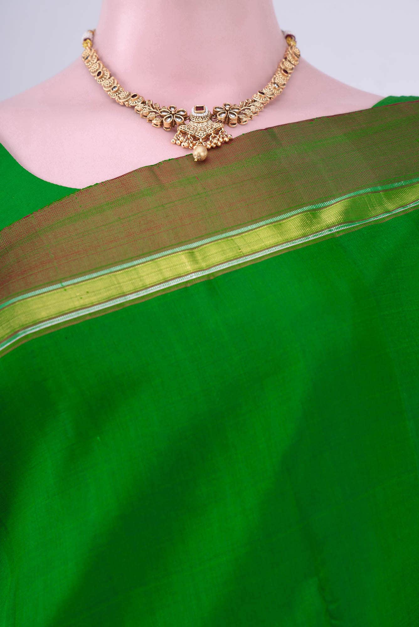Pure Silk Pure Zari Green Kanchipuram Saree