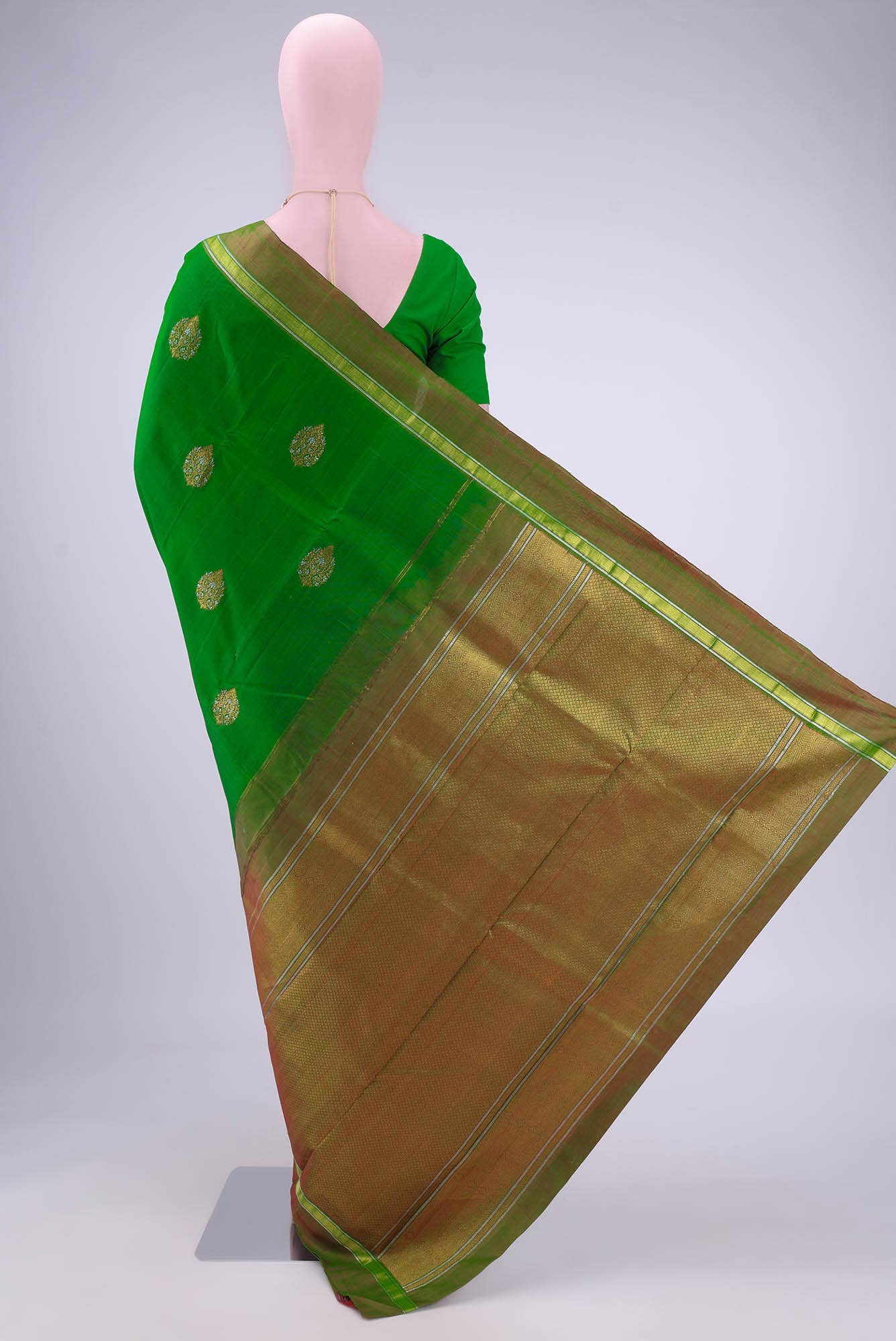 Pure Silk Pure Zari Green Kanchipuram Saree