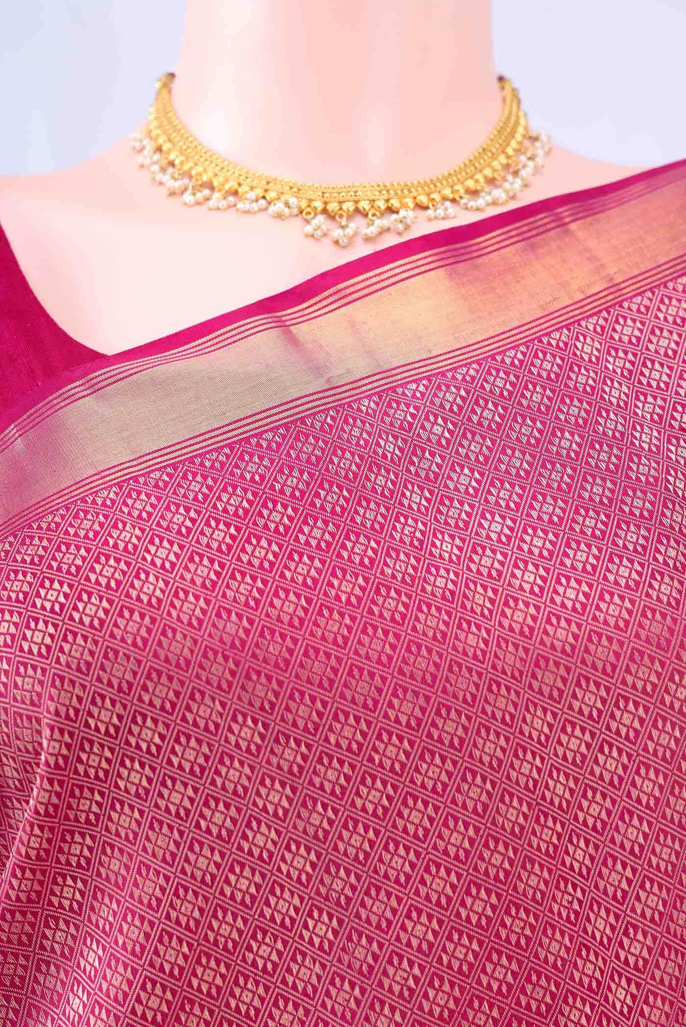 Dark Pink Kanchipuram Silk Saree