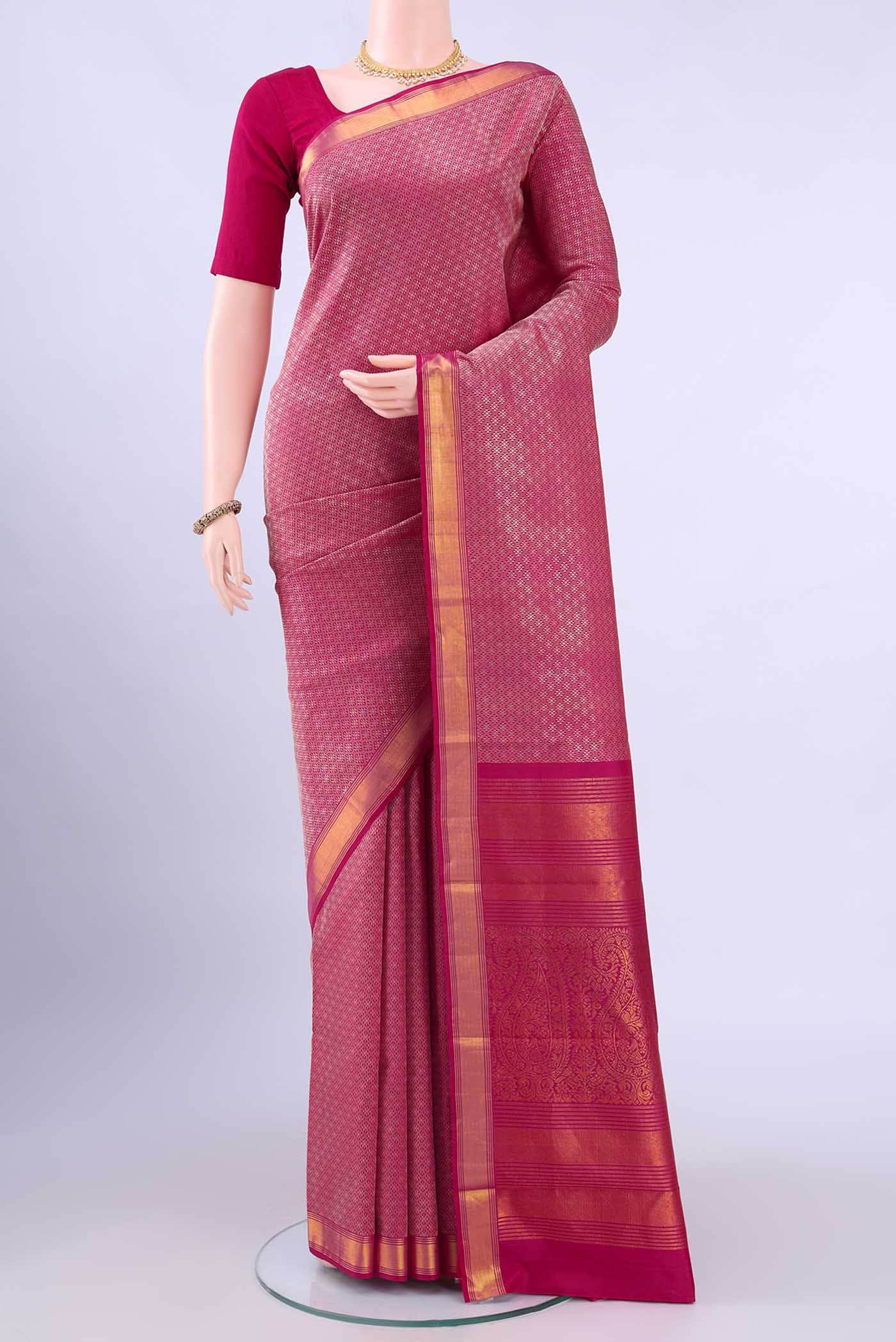 Dark Pink Kanchipuram Silk Saree
