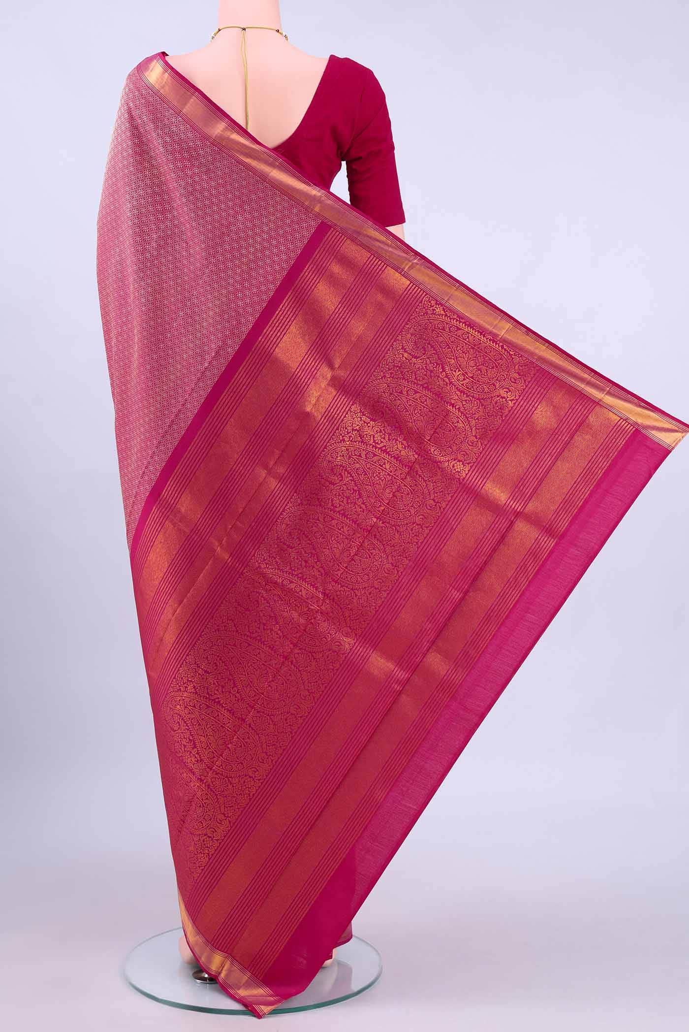 Dark Pink Kanchipuram Silk Saree