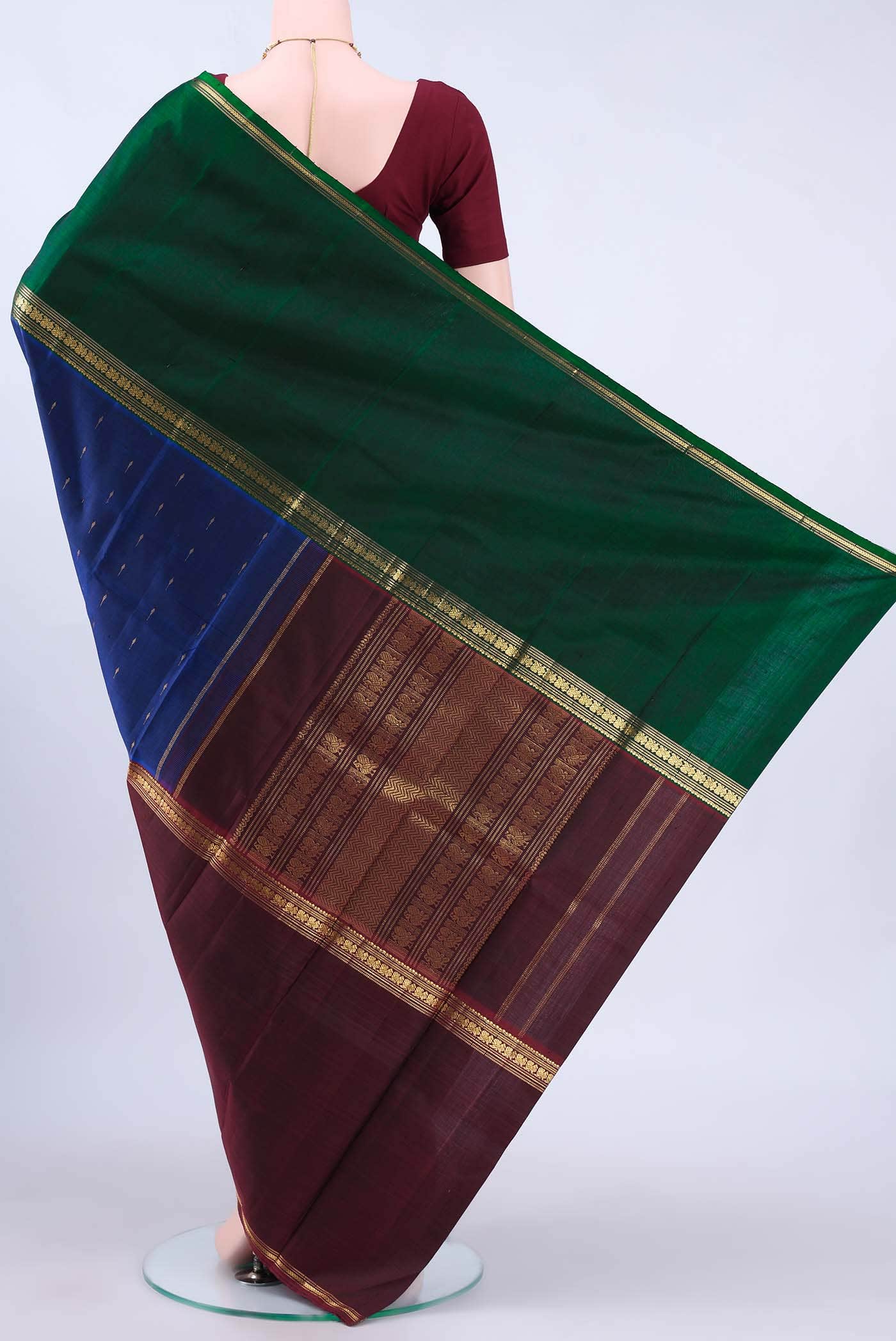 Navy Blue Dual Tone Kanchipuram Silk Saree
