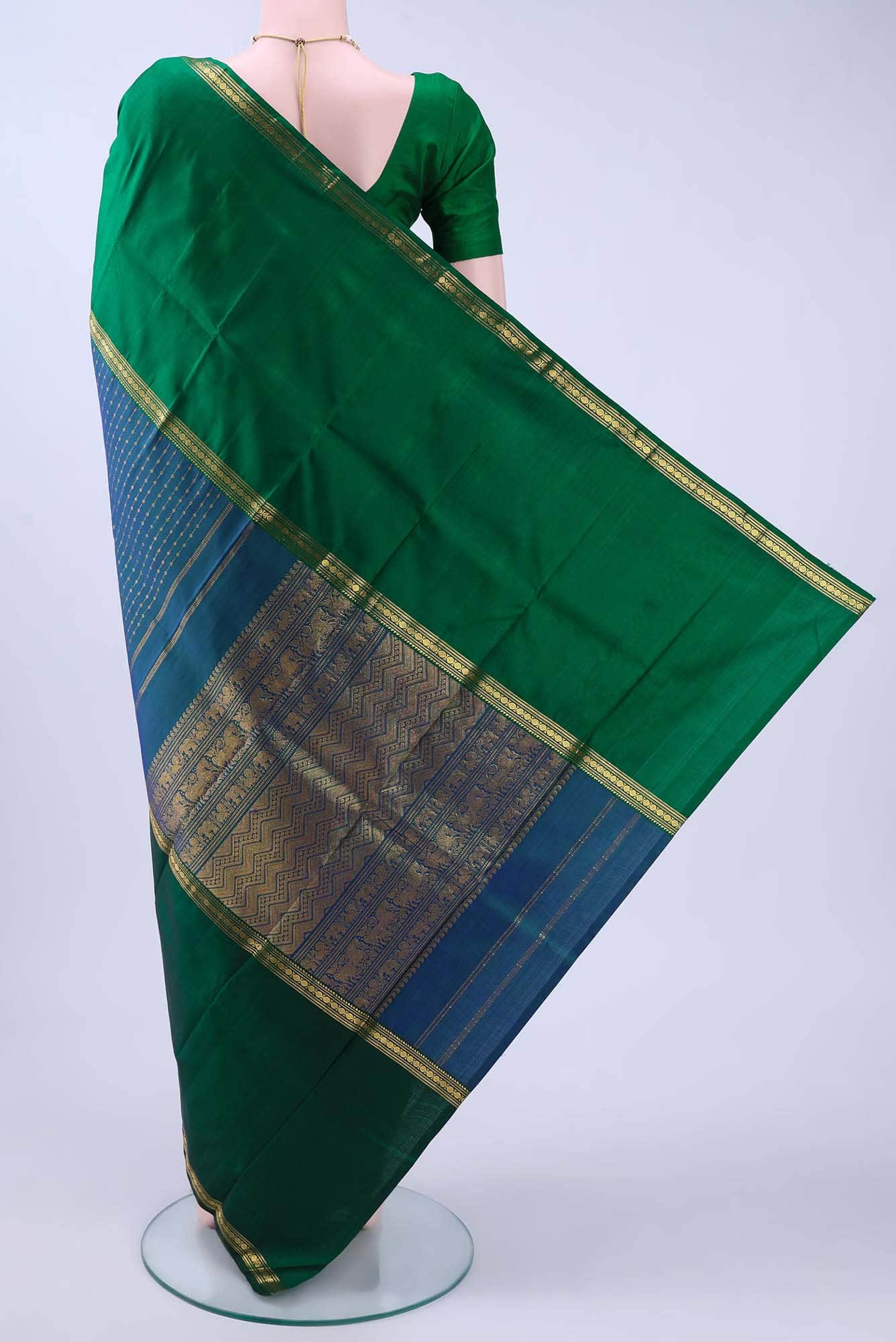 Peacock Blue Kanchipuram Saree