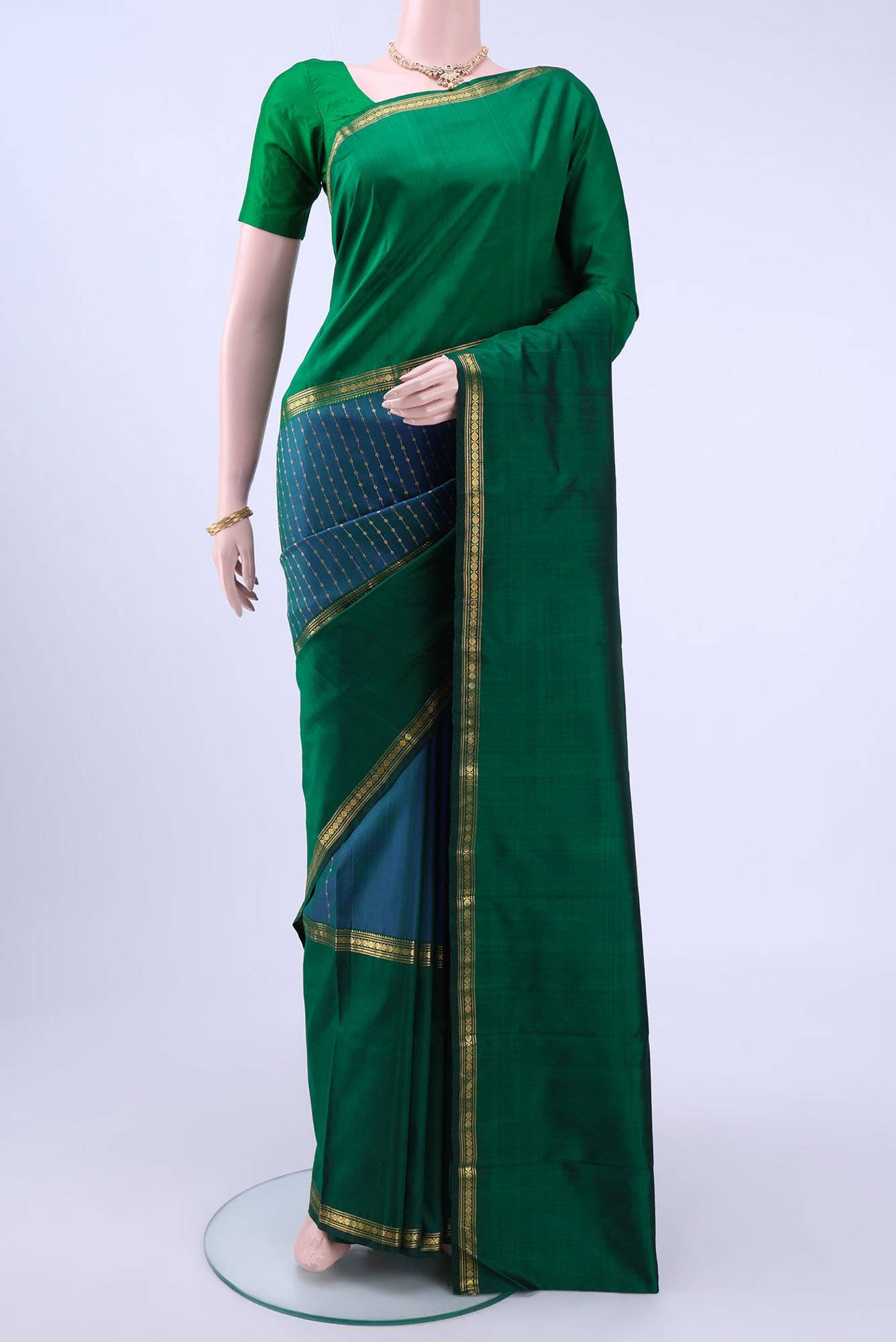 Peacock Blue Kanchipuram Saree