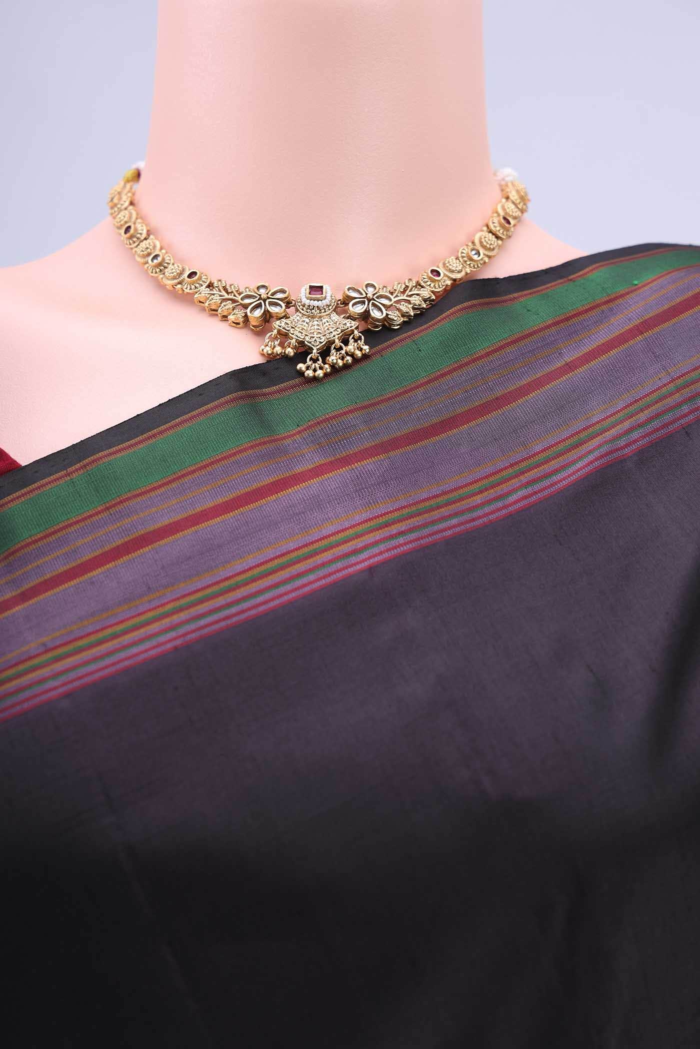 Black Kanchipuram Silk Saree