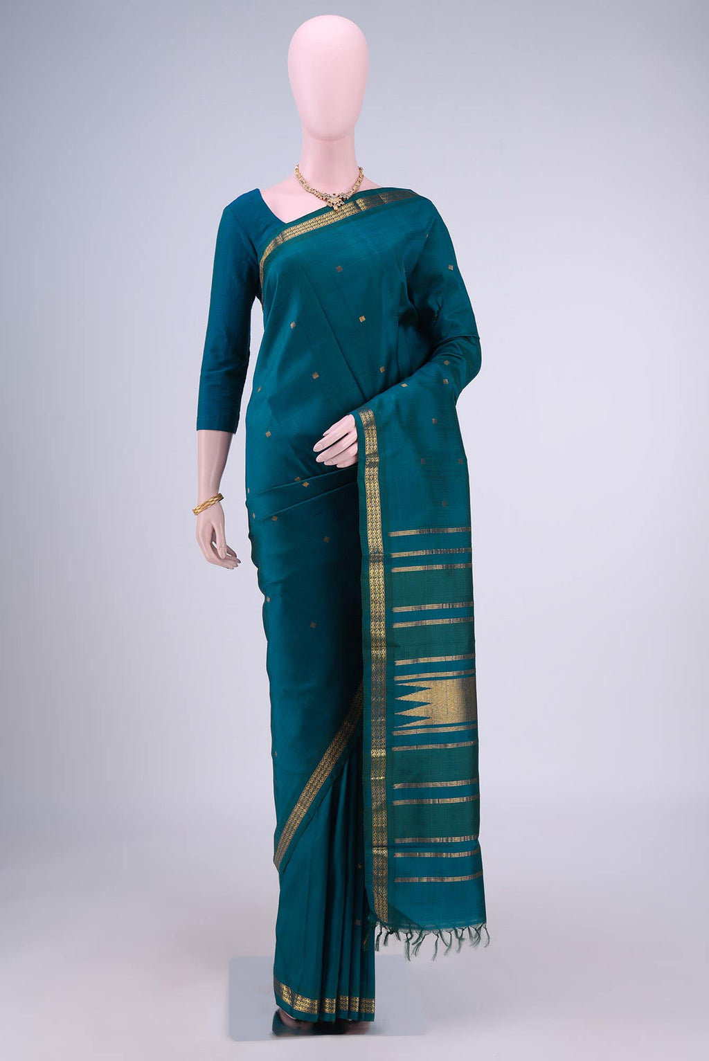 Peacock Blue Nangavalli Silk [ Salem ] Saree