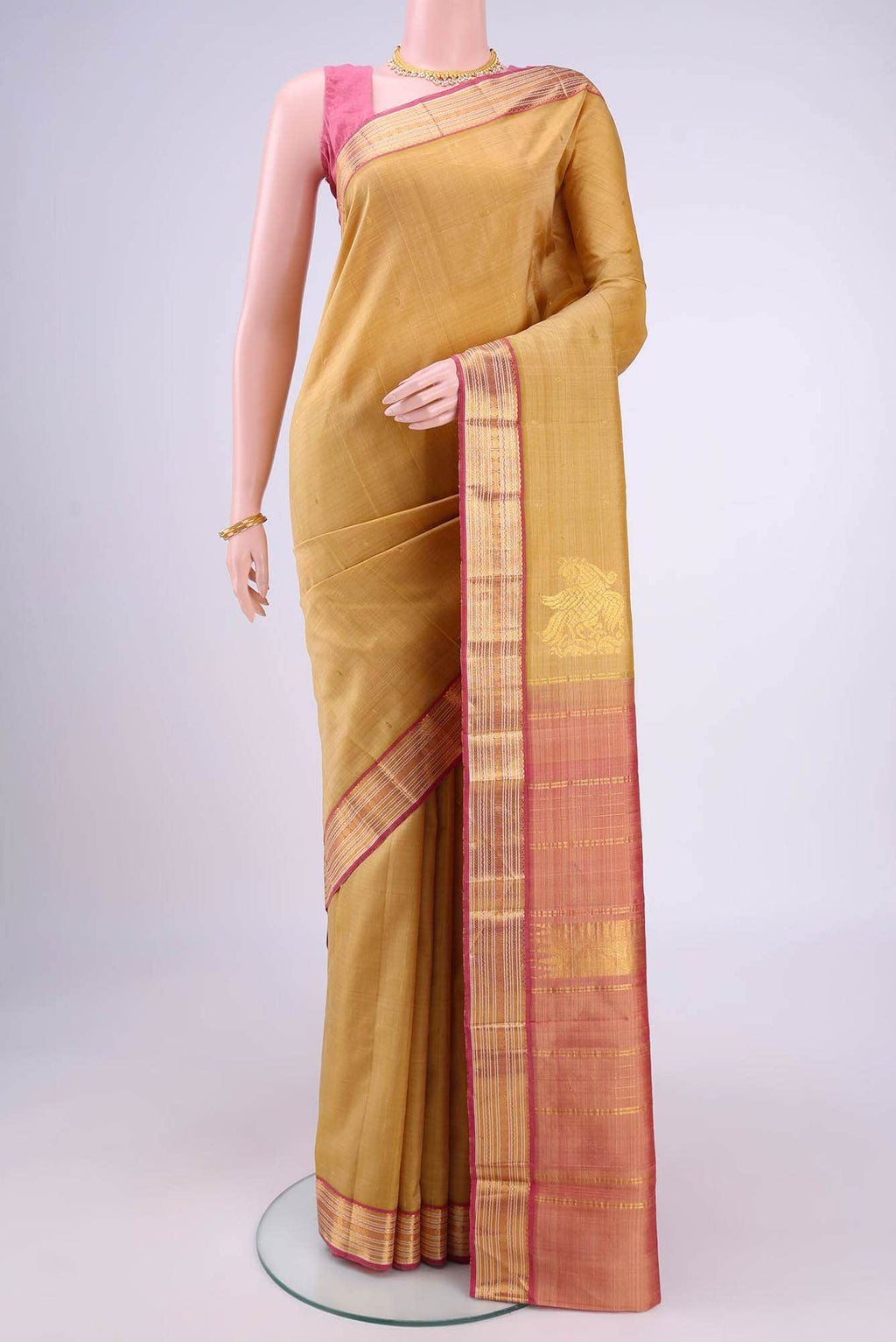 Dark Beige Kanchipuram Saree