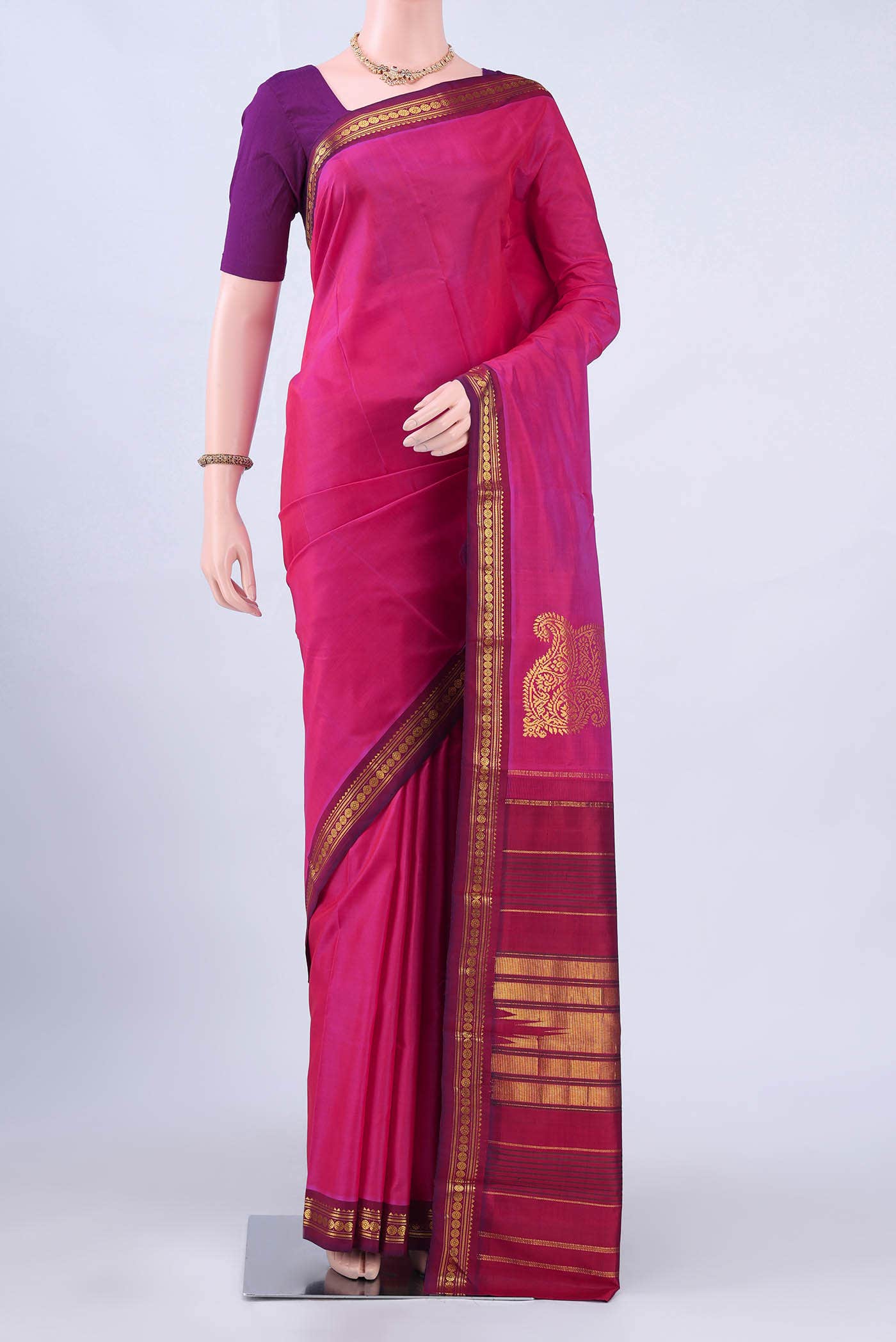 Imperial Pink Dual Tone Kanchipuram Silk Saree