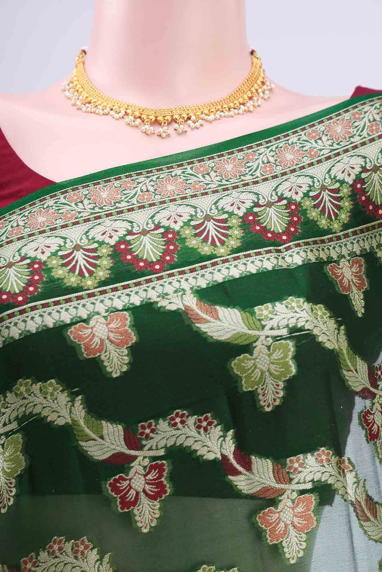 Green Blended Georgette Saree