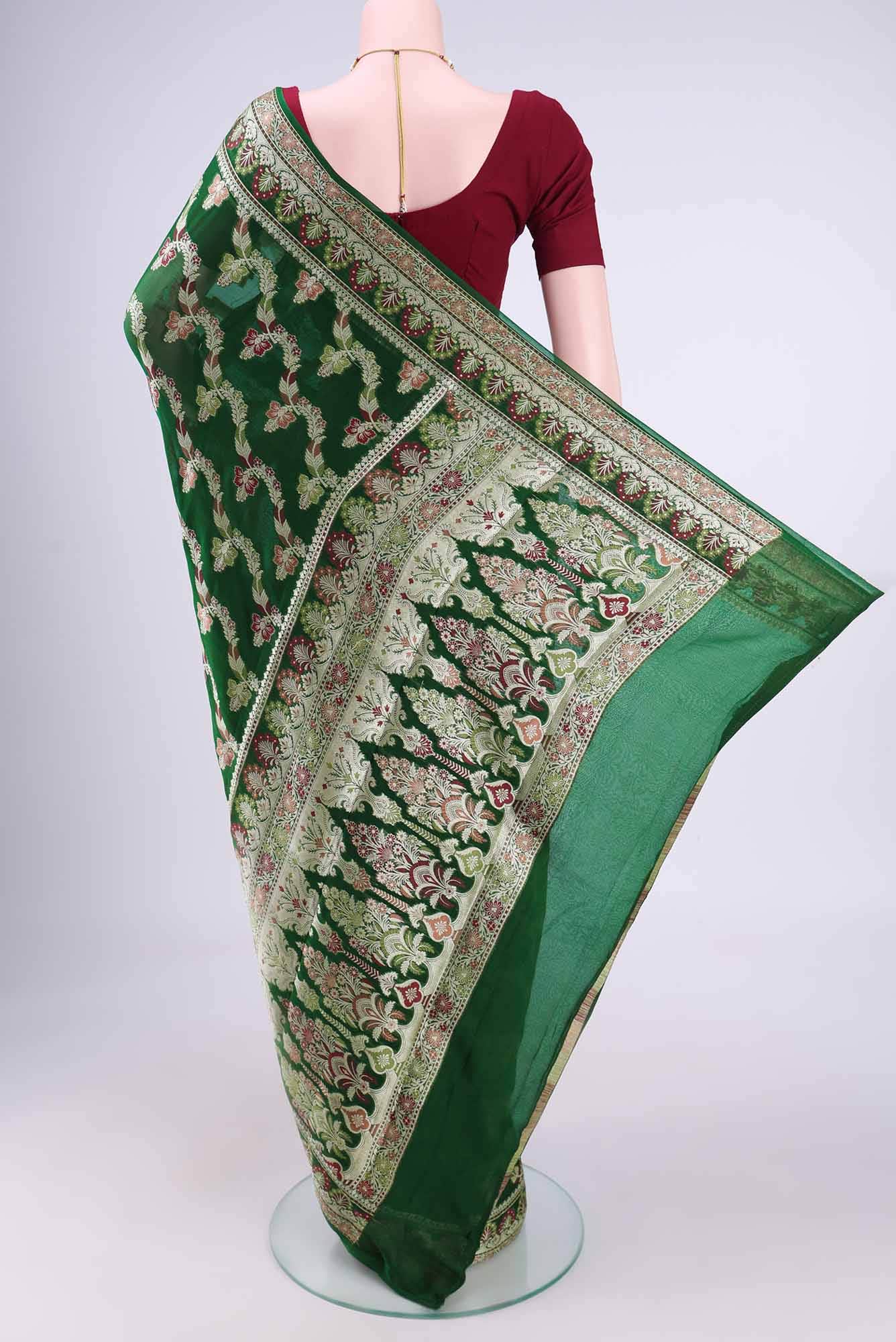 Green Blended Georgette Saree