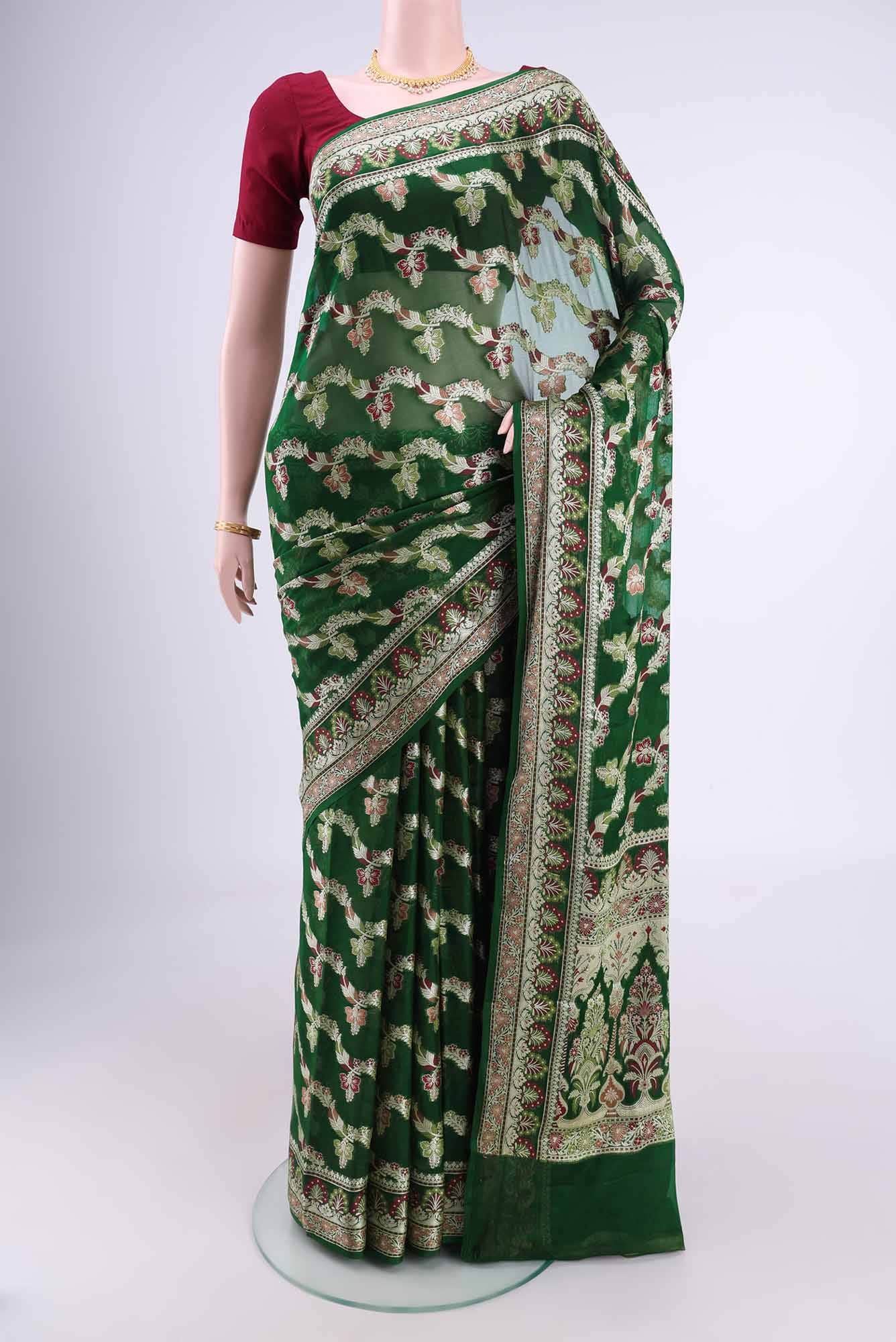 Green Blended Georgette Saree