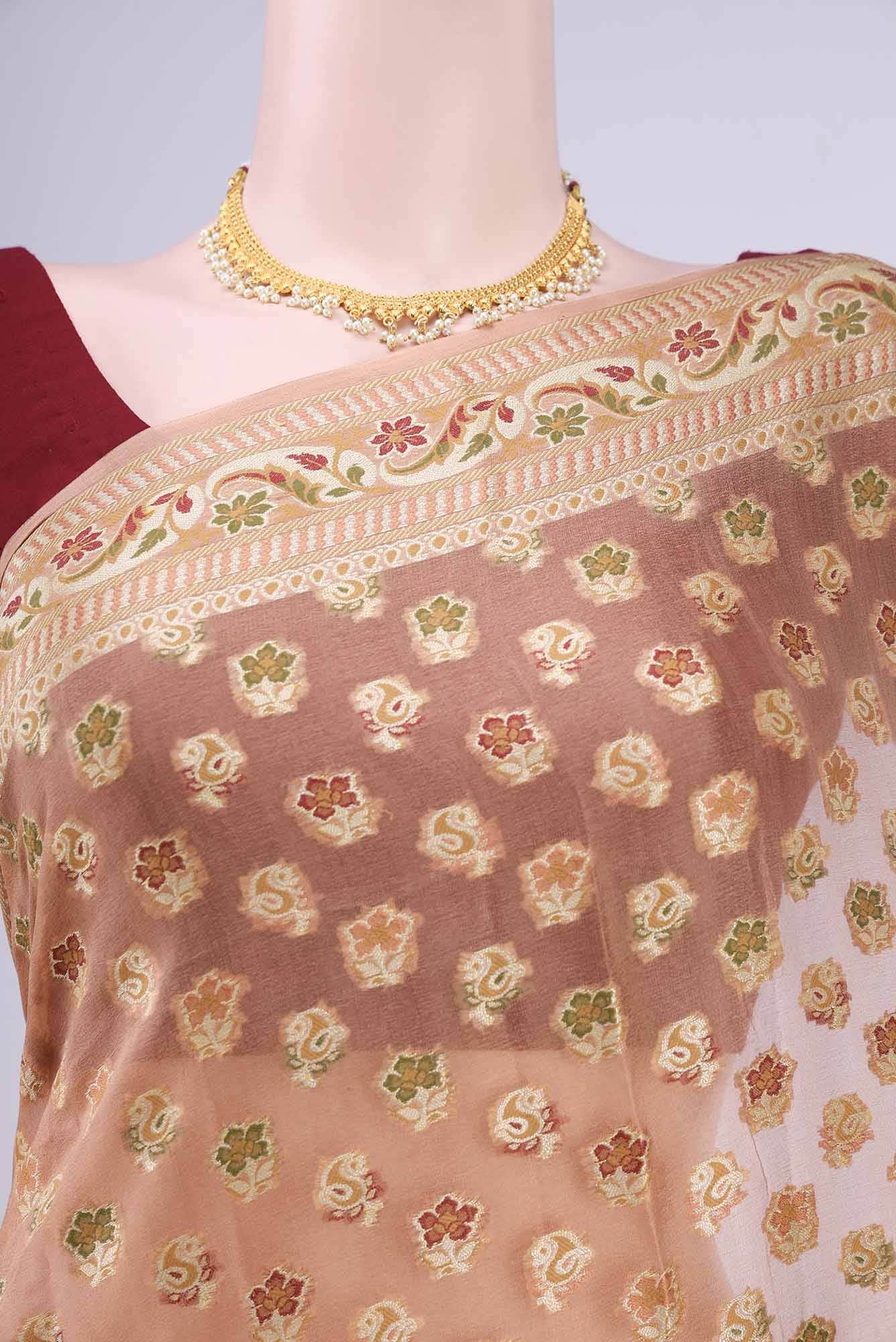 Peach Blended Georgette Saree