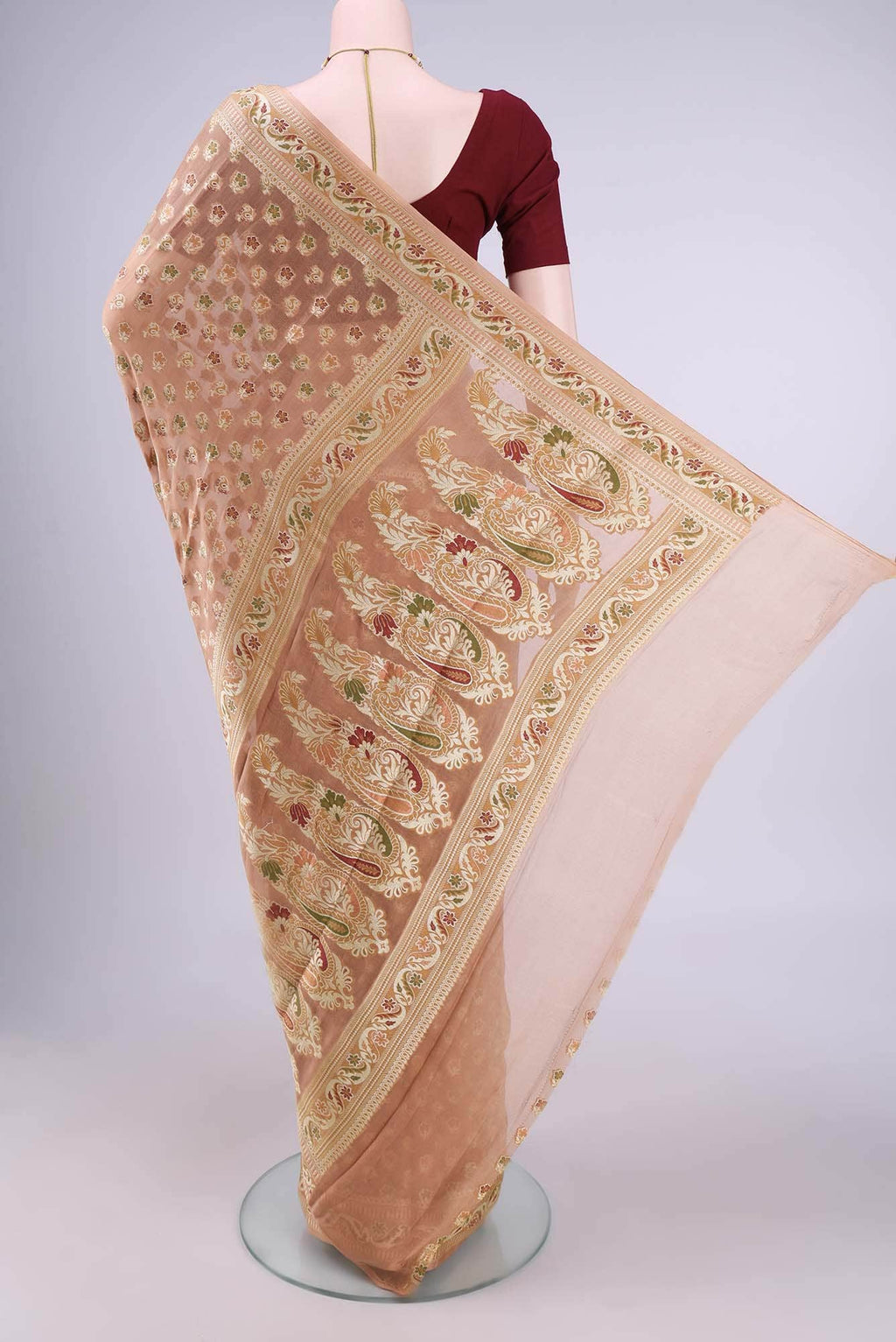 Peach Blended Georgette Saree