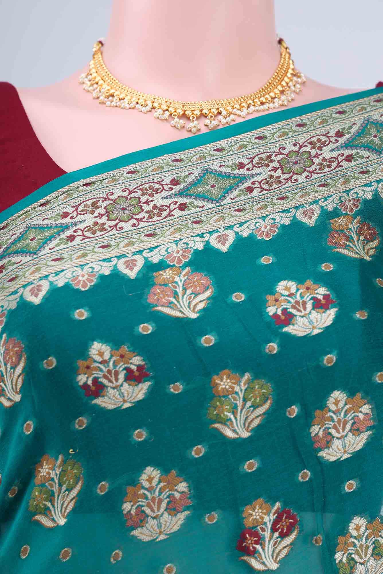 Blue Blended Georgette Saree