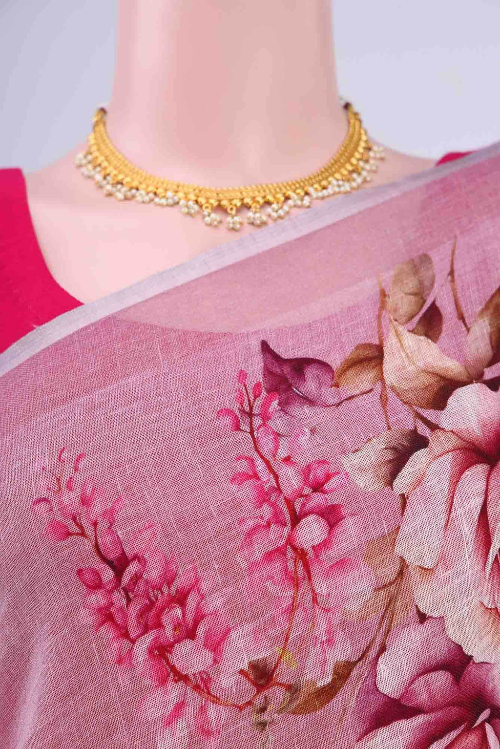 Mauve Linen Cotton Saree