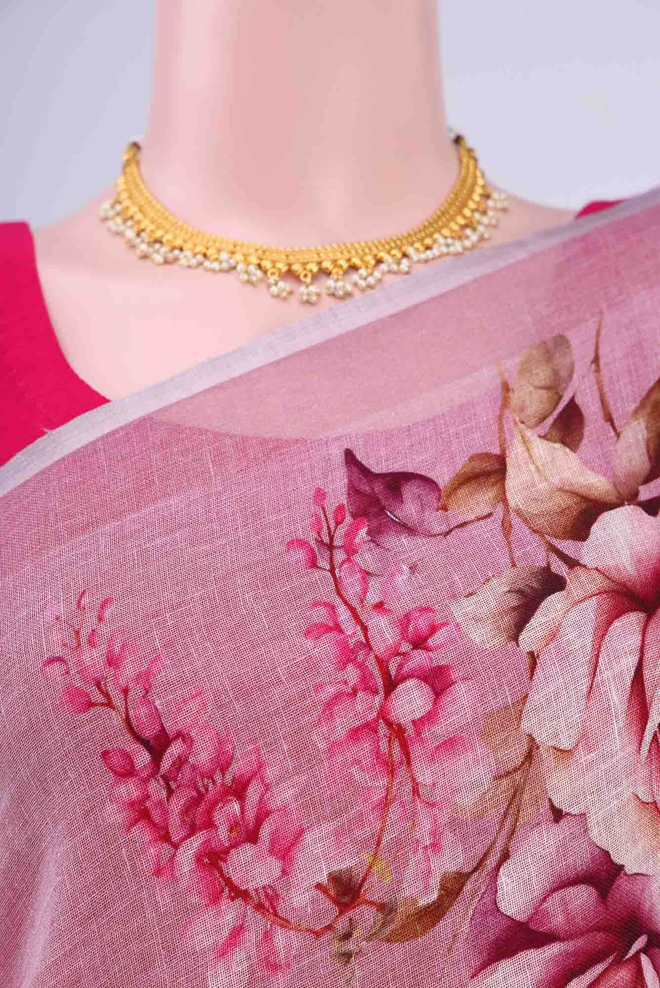 Mauve Linen Cotton Saree