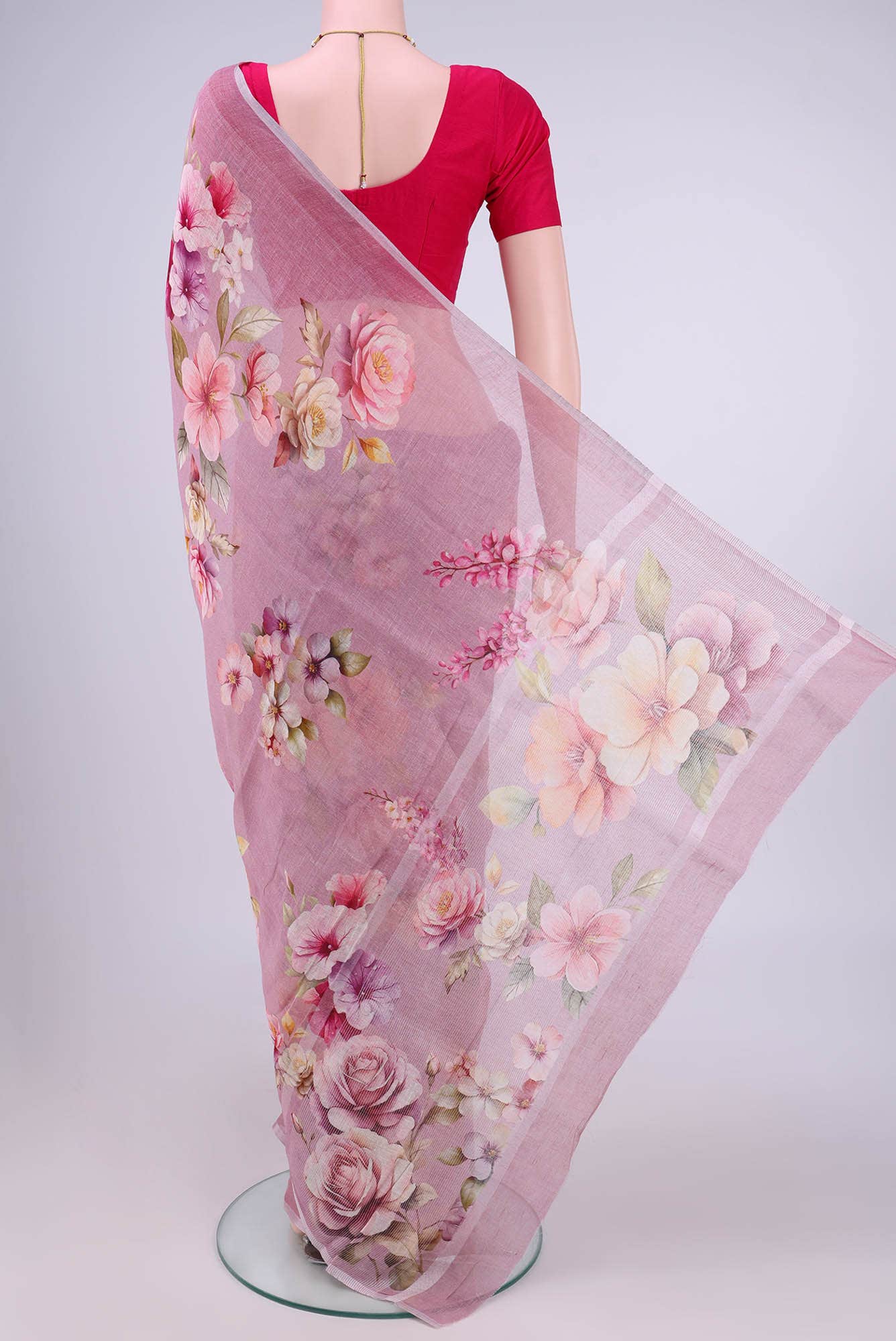 Mauve Linen Cotton Saree