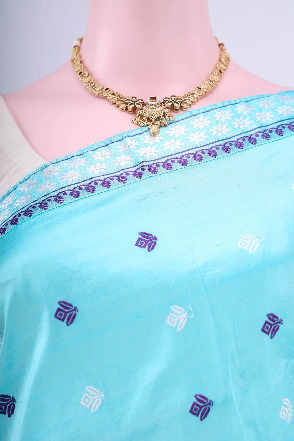 short color Dual Tone Assam Silk Saree