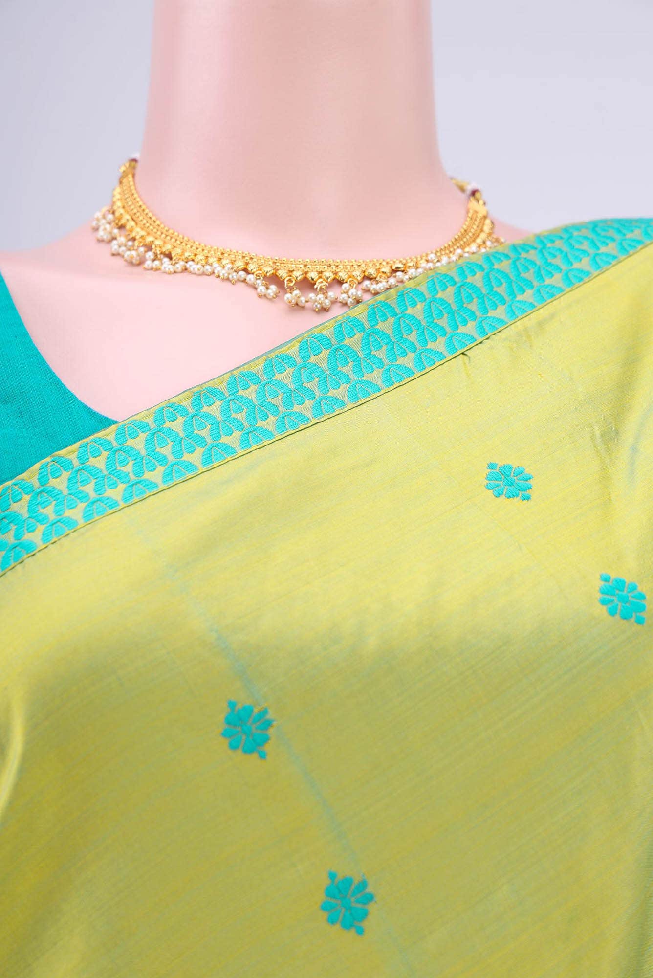 Acid Green Assam Silk Saree