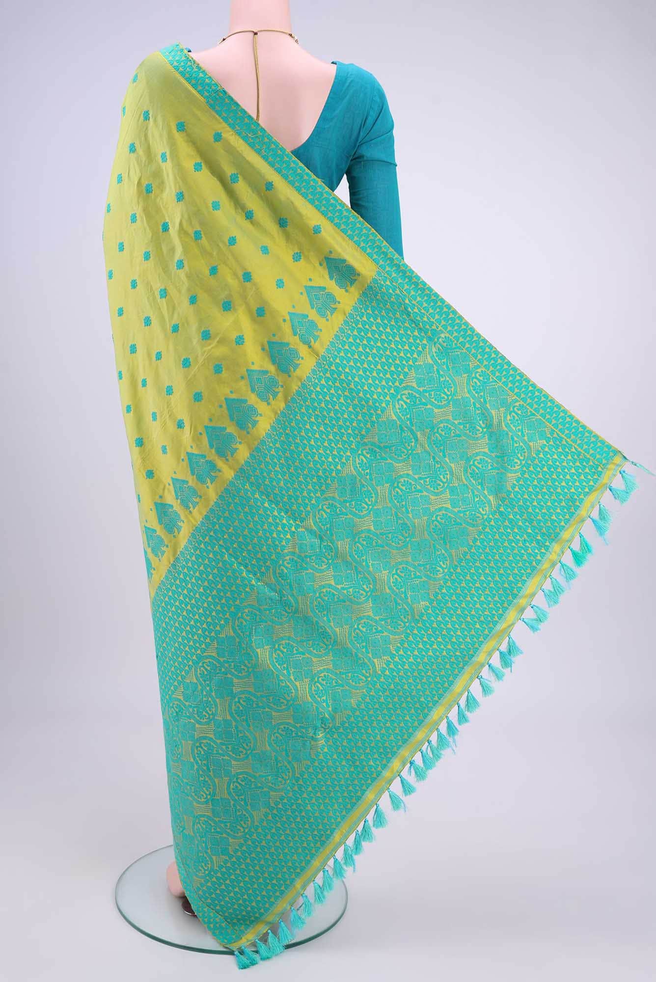 Acid Green Assam Silk Saree