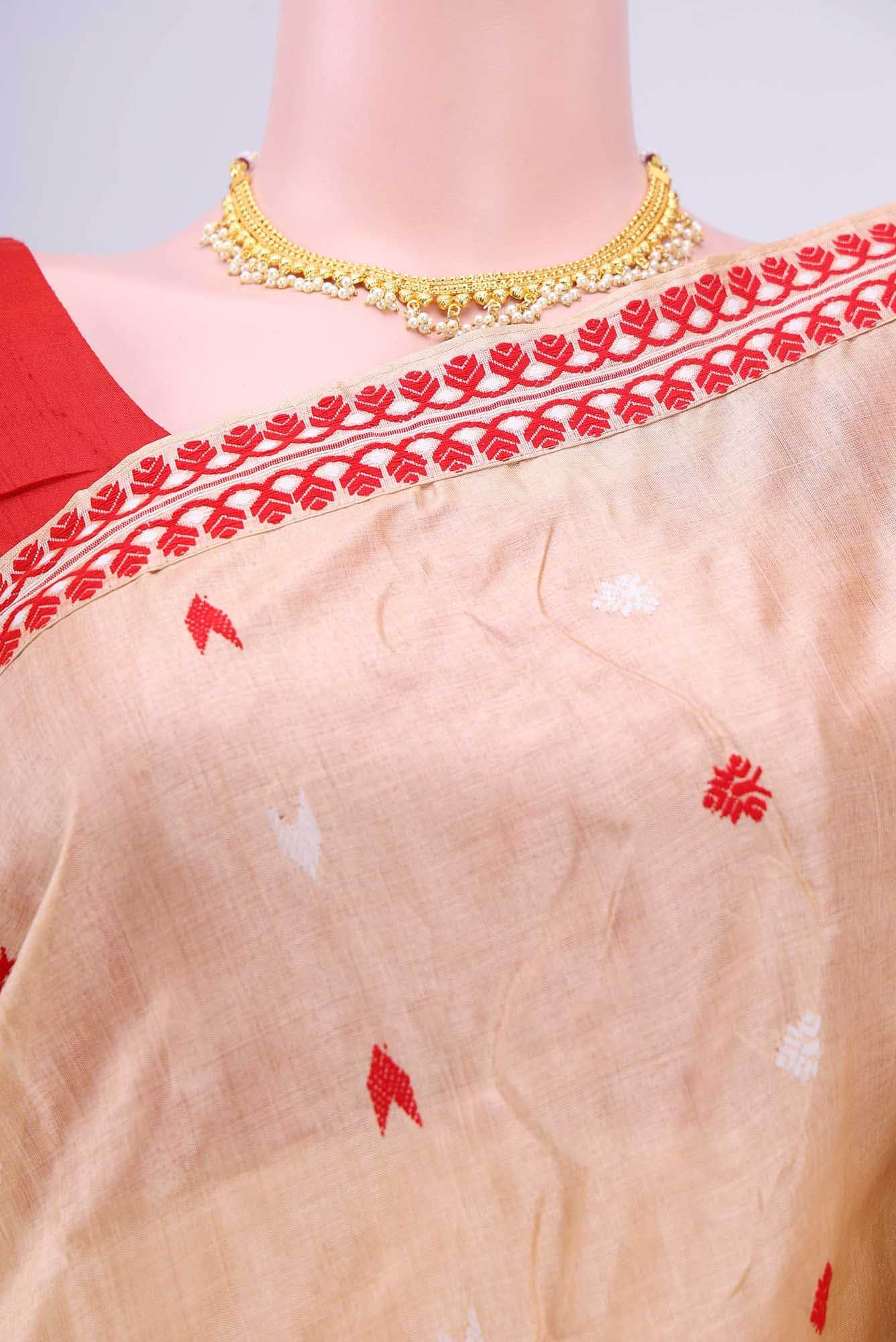 Beige Assam Silk Saree