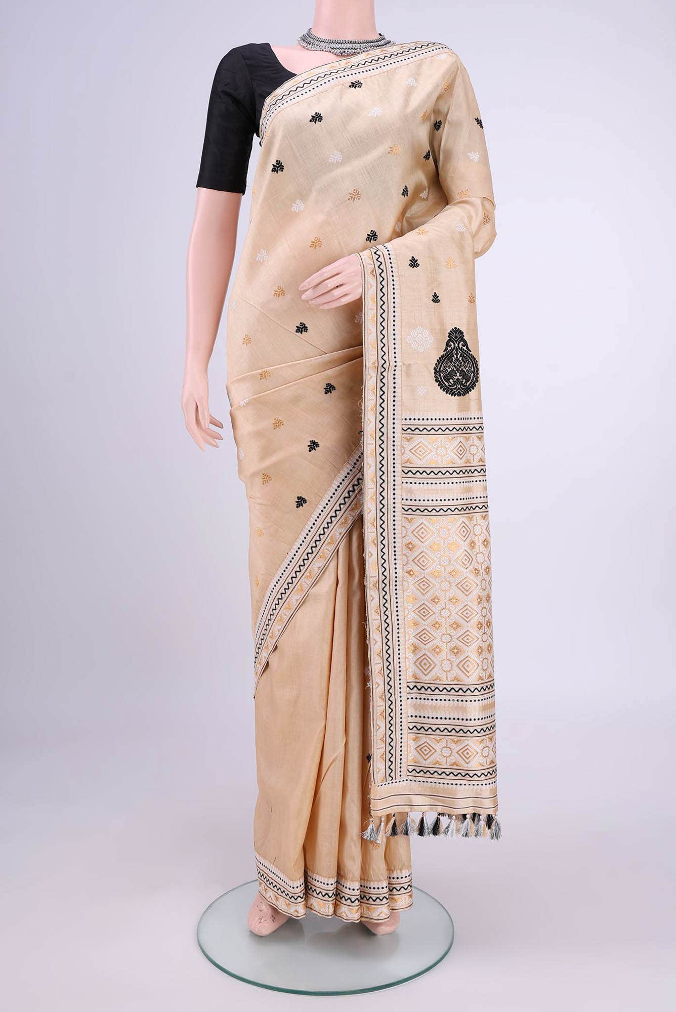 Beige Assam Silk Saree