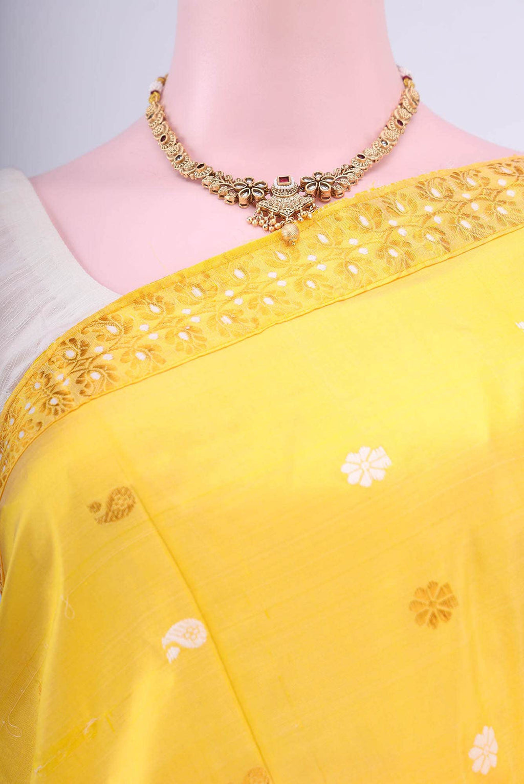 Lemon Yellow Assam Silk Saree