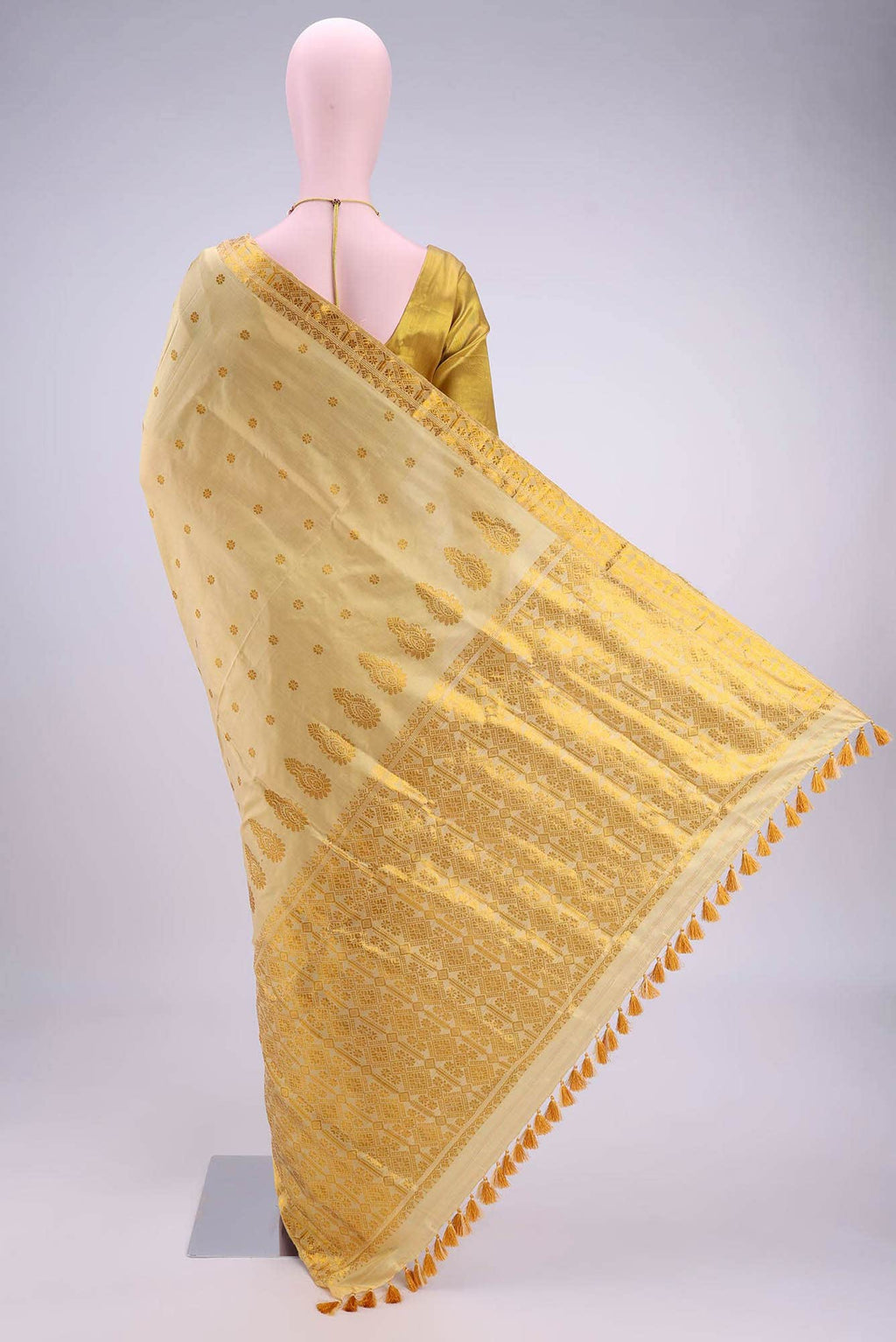 Cream Assam Silk Saree