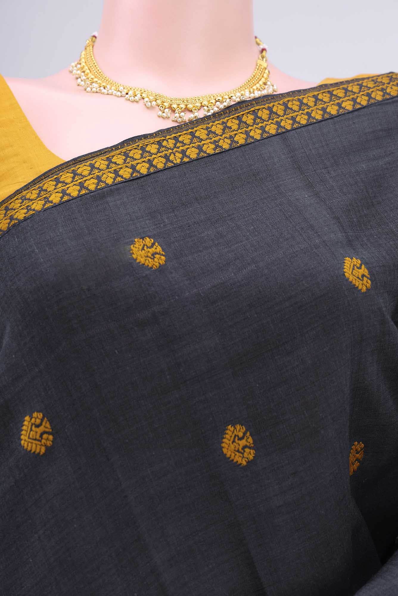 Davys Grey Assam Cotton Saree