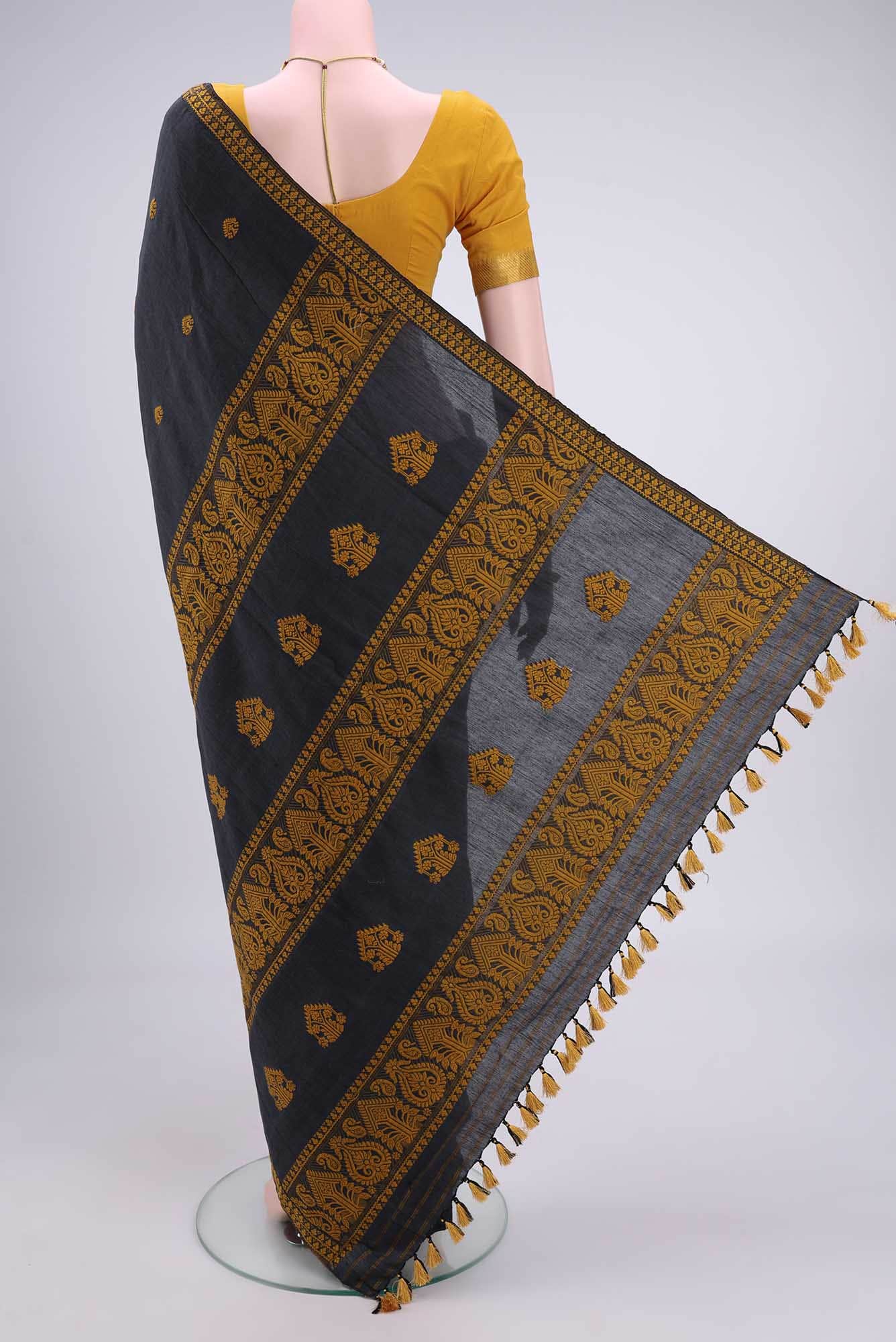 Davys Grey Assam Cotton Saree