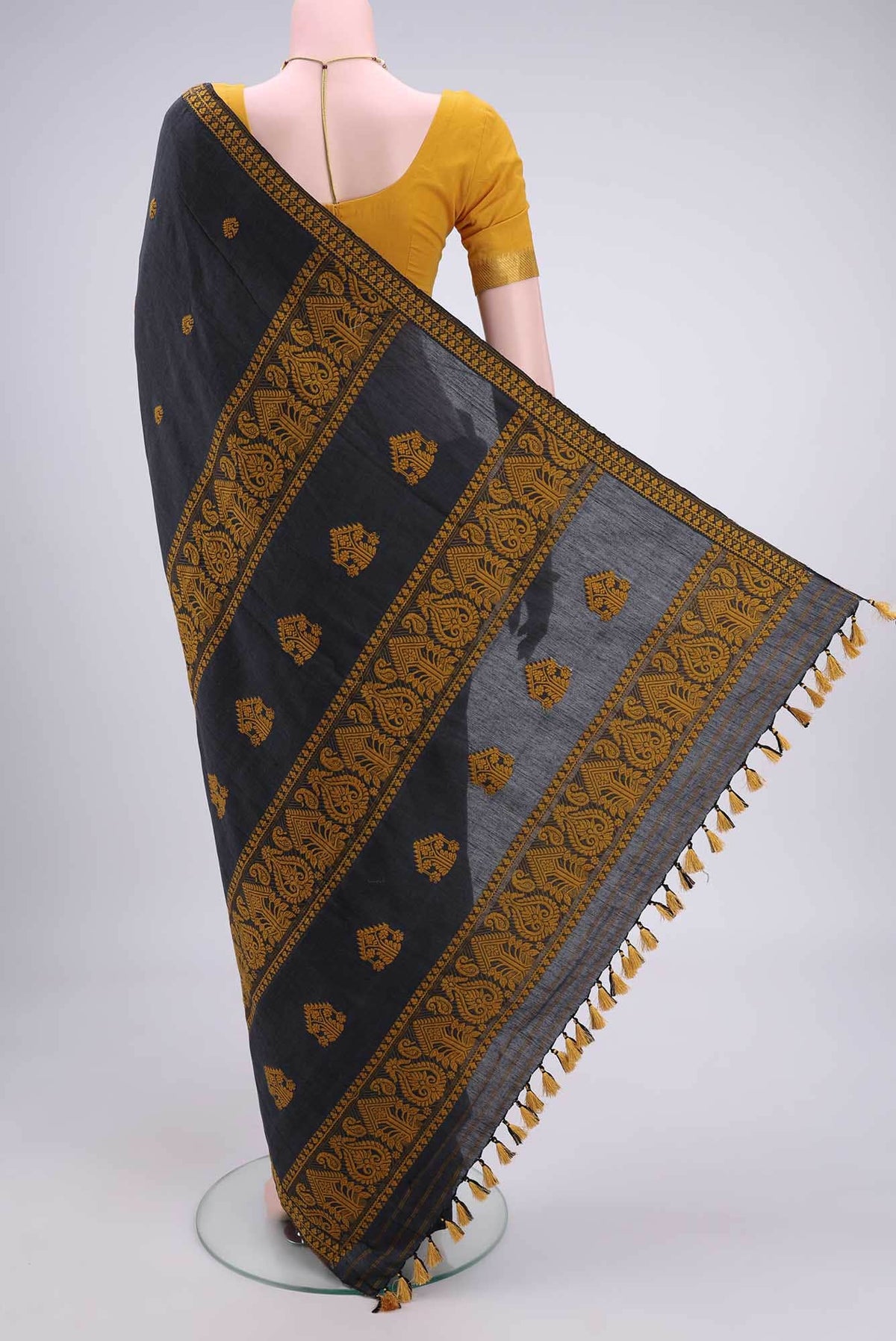 Davys Grey Assam Cotton Saree