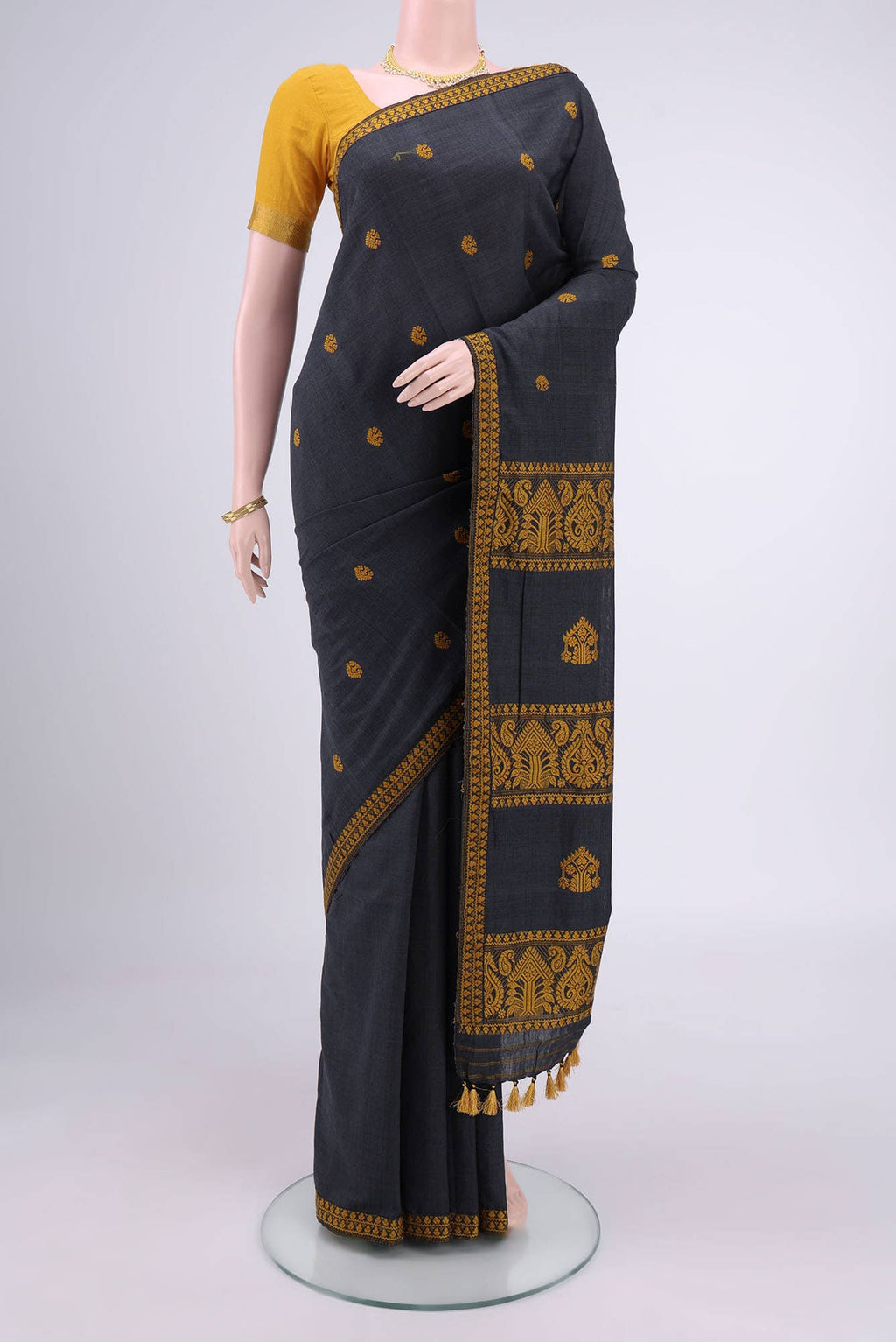 Davys Grey Assam Cotton Saree
