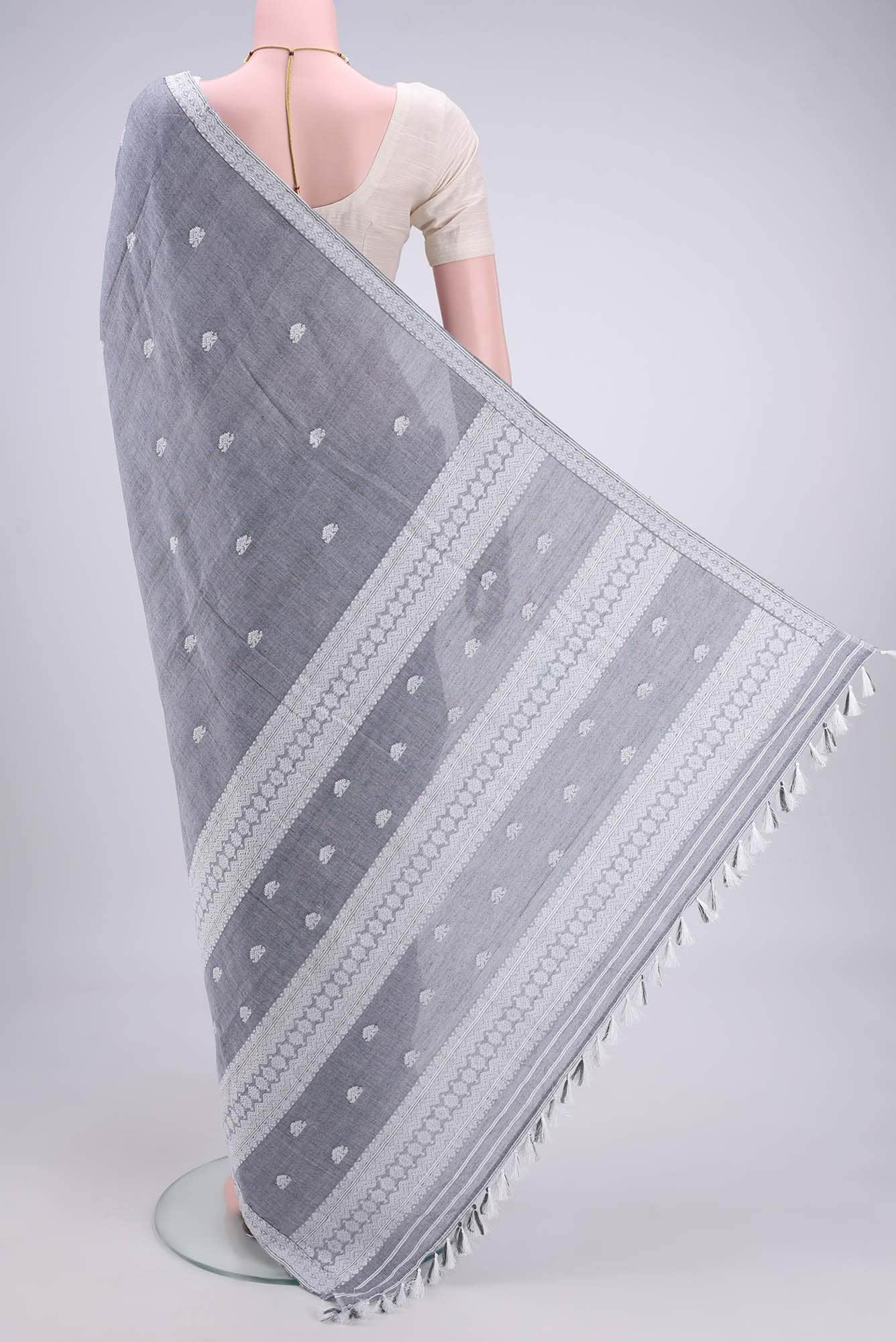 Grey Assam Cotton Saree
