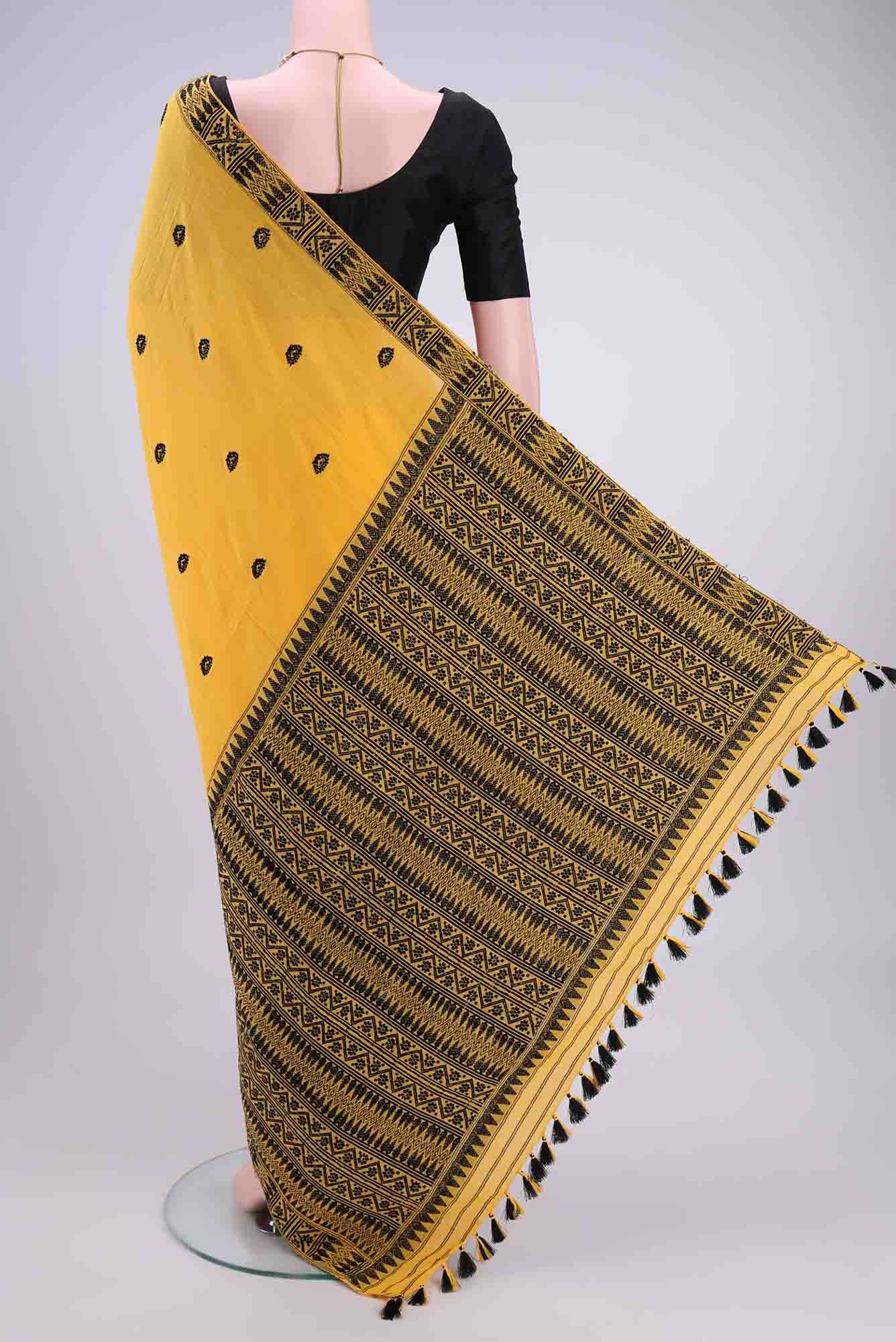 Yellow Assam Cotton Saree