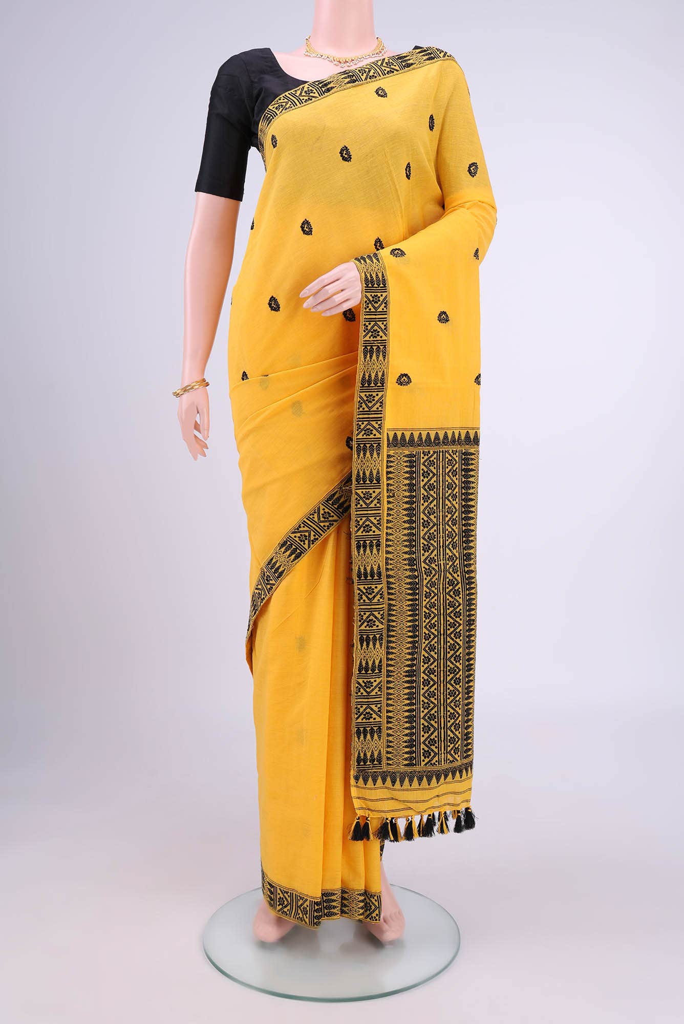 Yellow Assam Cotton Saree