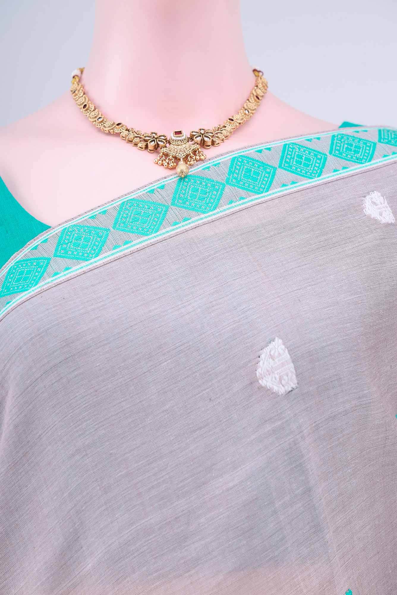 Davys Grey Assam Cotton Saree