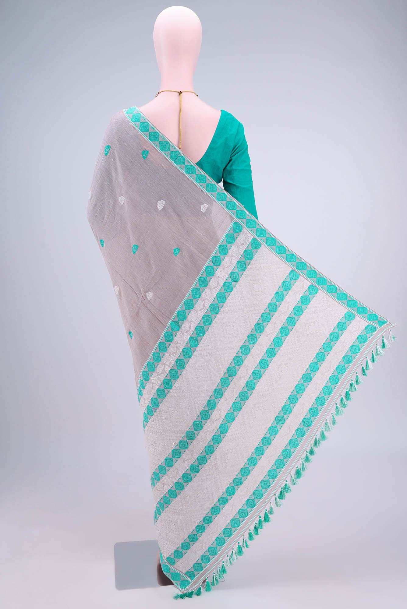 Davys Grey Assam Cotton Saree