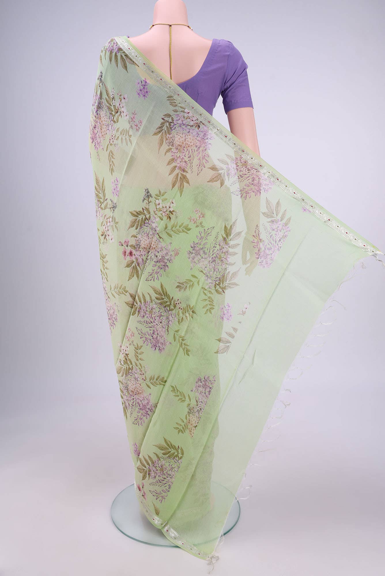 Sage Green Chanderi Silk Saree