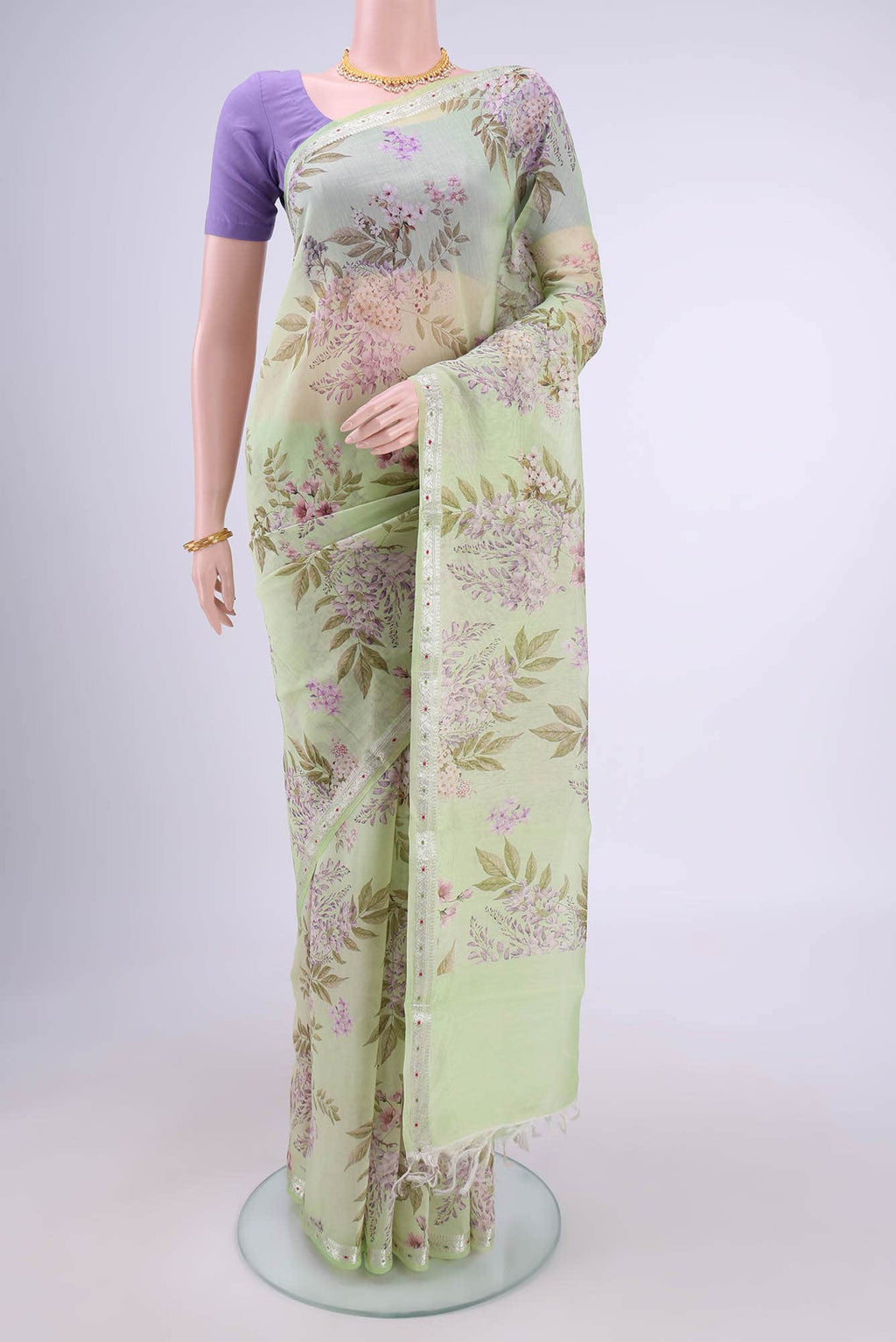 Sage Green Chanderi Silk Saree