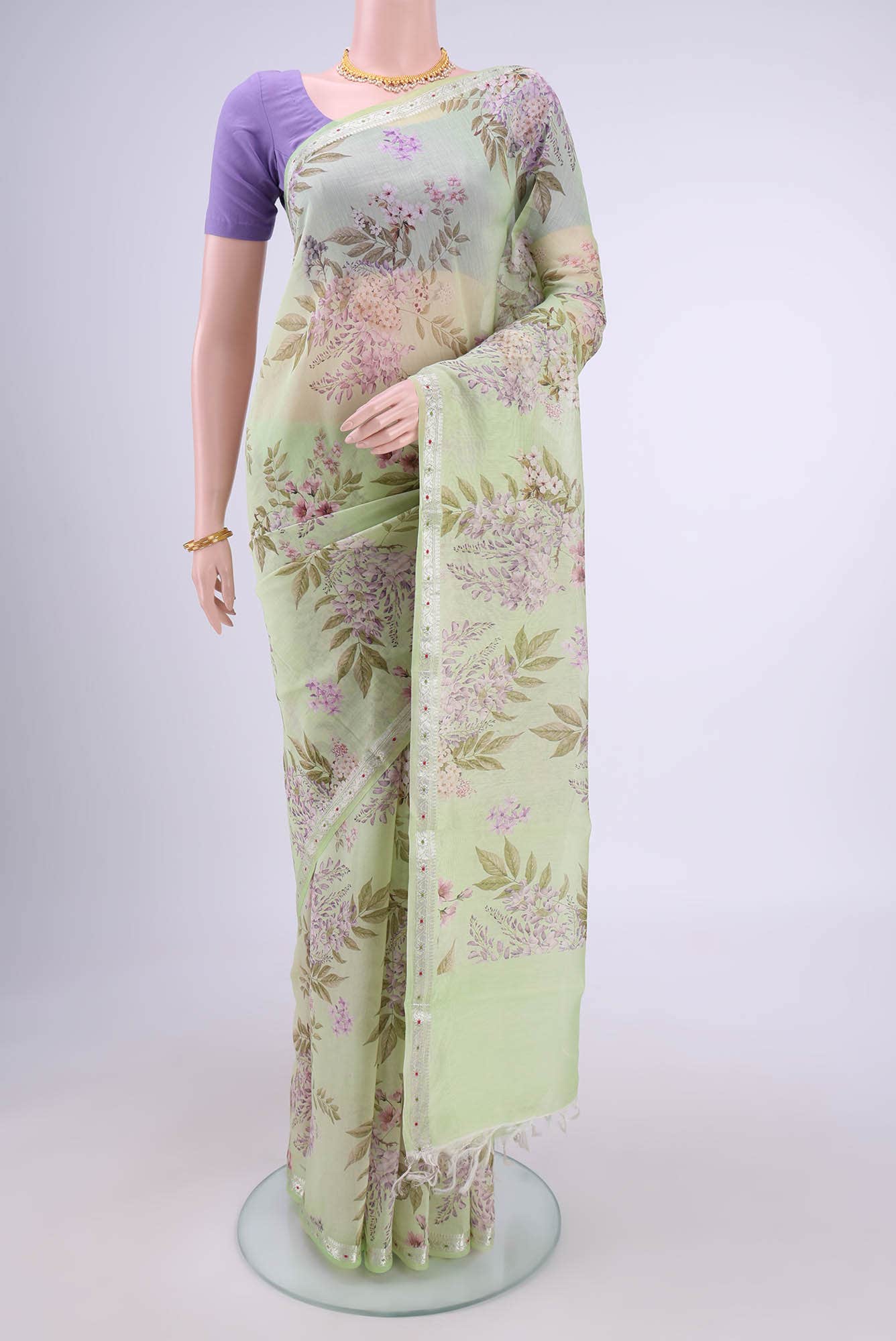 Sage Green Chanderi Silk Saree
