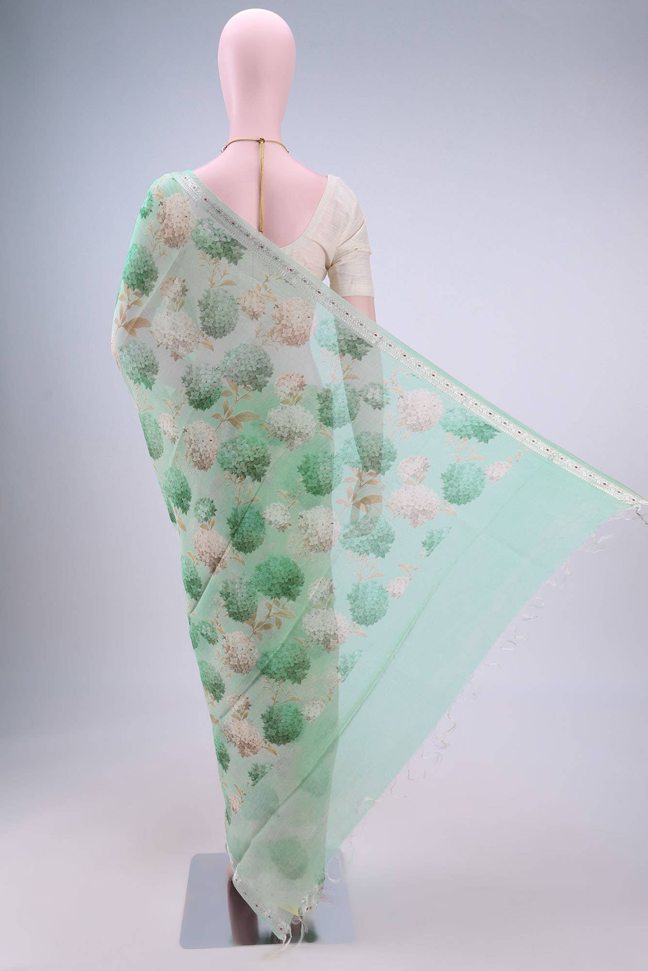 Mint Green Chanderi Silk Saree