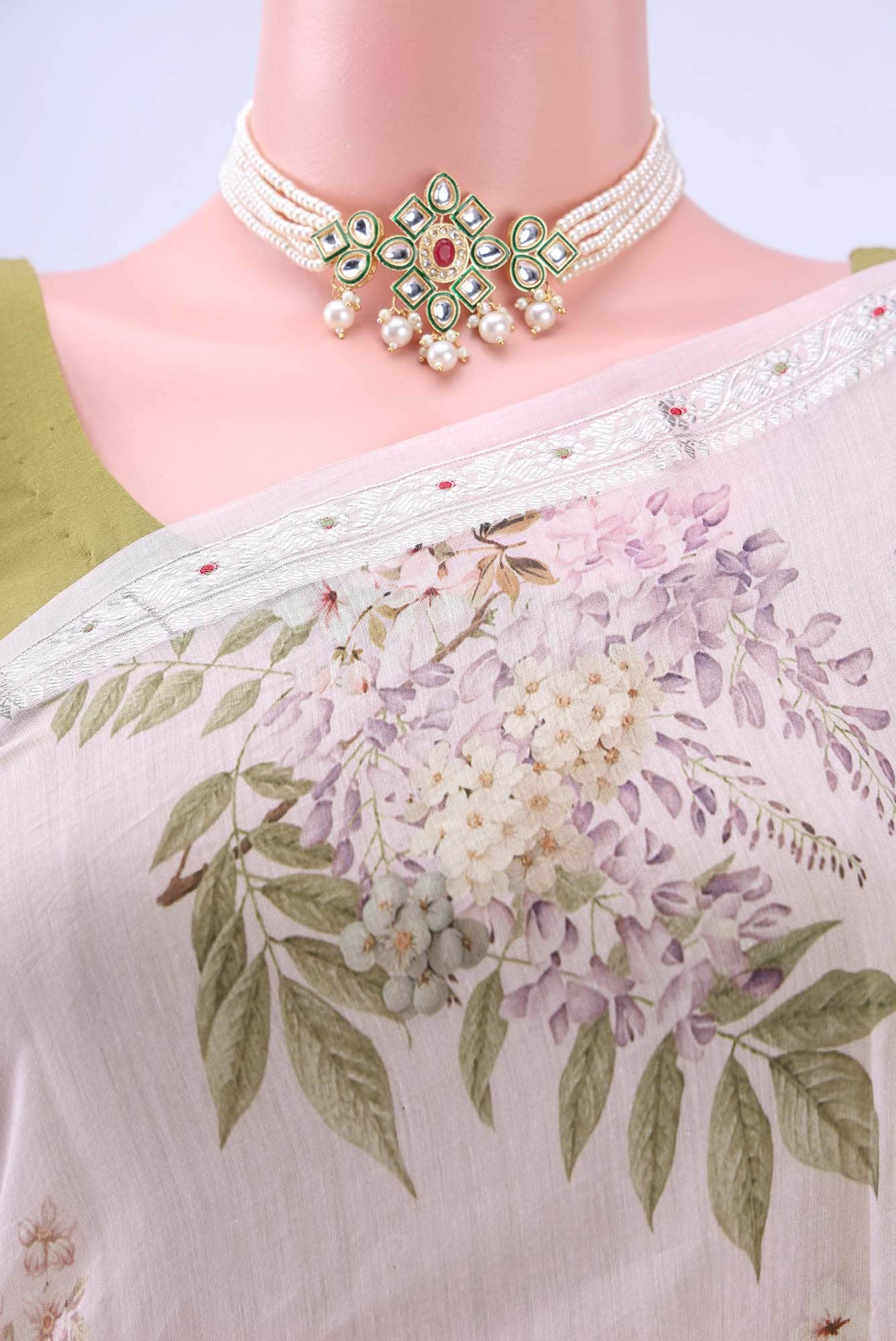 Lilac Chanderi Silk Saree