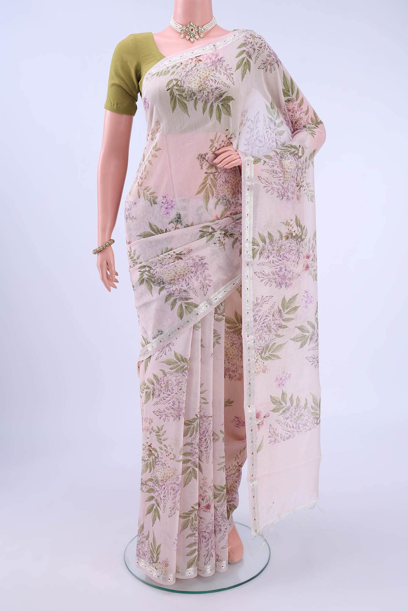 Lilac Chanderi Silk Saree