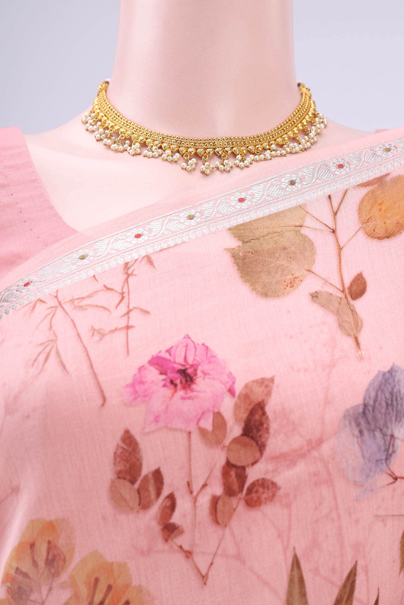 Peach Chanderi Silk Saree