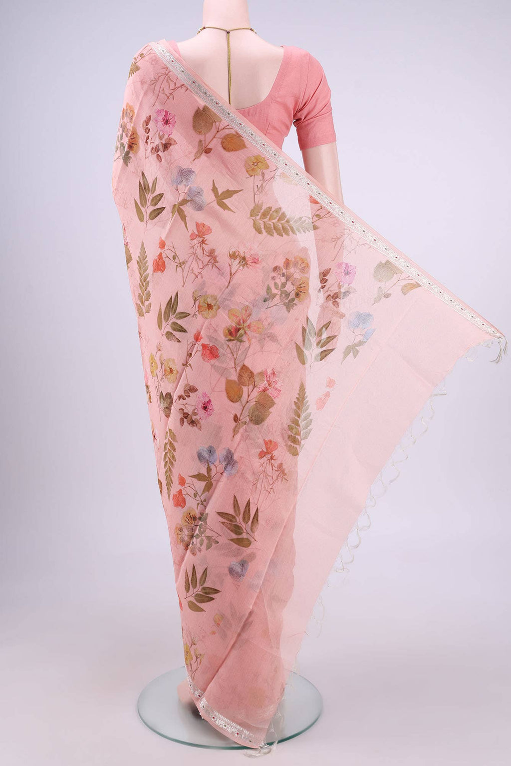Peach Chanderi Silk Saree